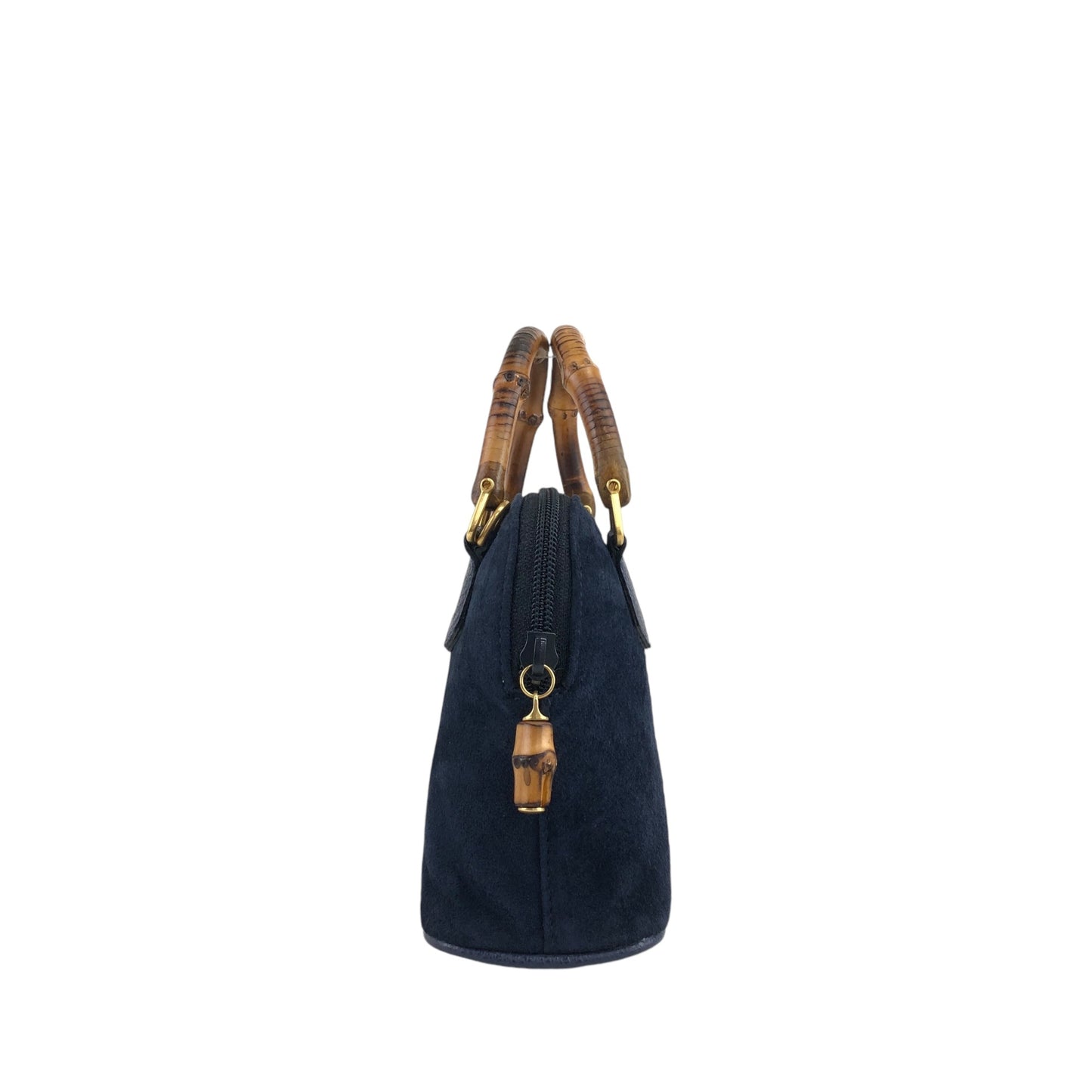 GUCCI Bamboo Two-way Handbag Shoulder bag Navy Vintage vtxfej