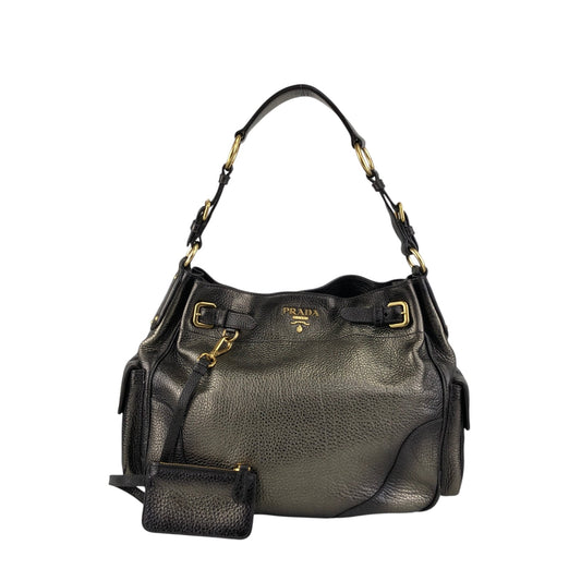 PRADA Logo Side Pocket Two-way Handbag Shoulder bag Bronze Vintage fiftw3