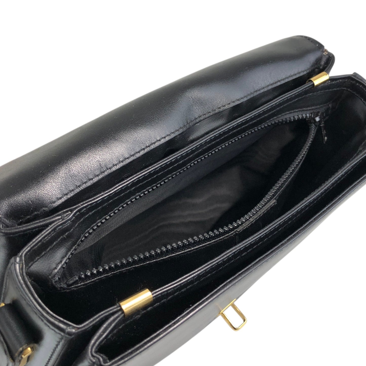 CELINE Blason Front Buckle Shoulder bag Black Vintage ery5dr