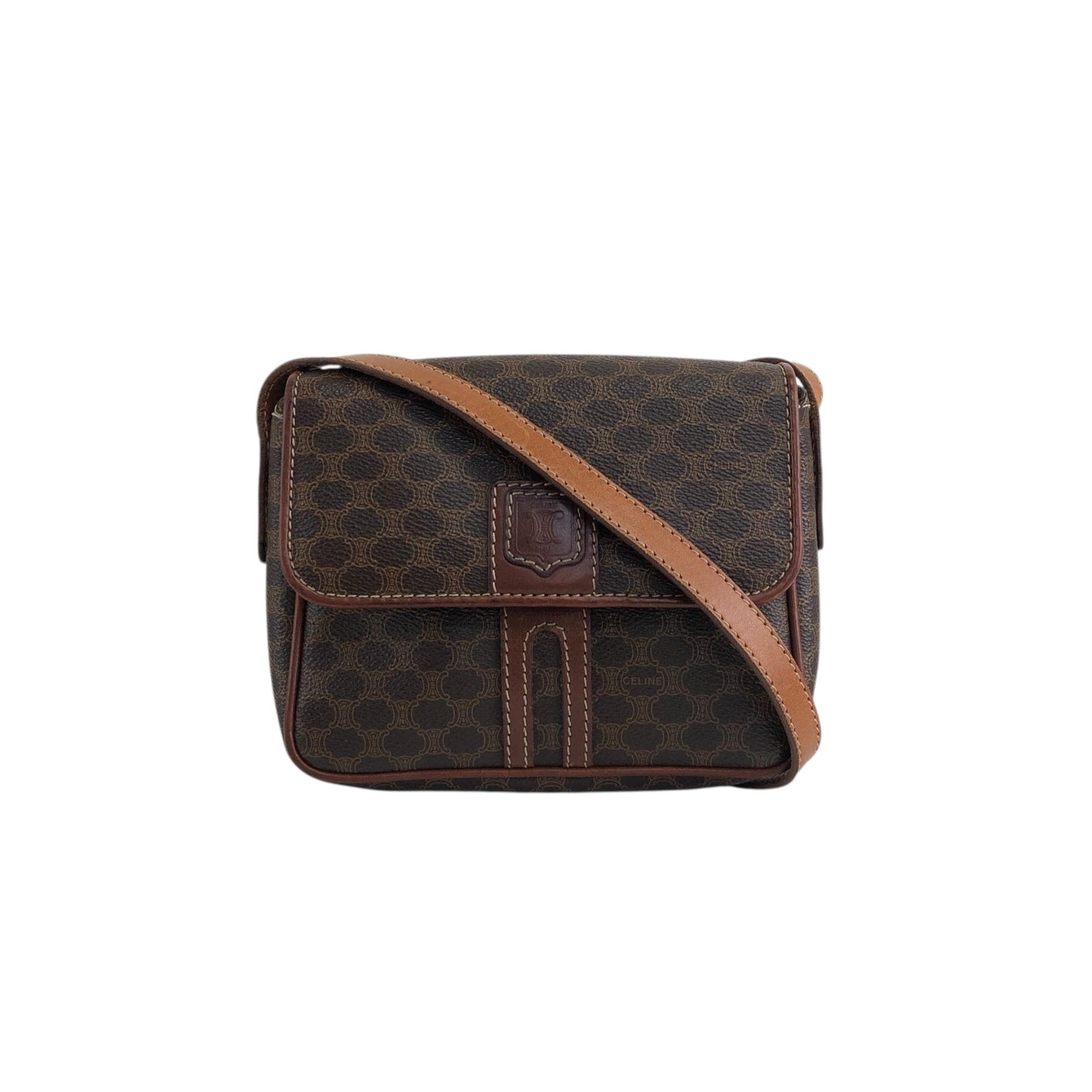 CELINE Macadam Blason Shoulder bag Brown Vintage 2d8taf