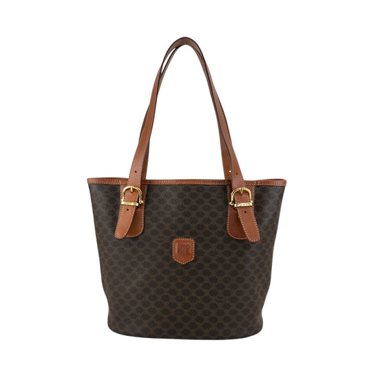 CELINE Macadam Blason Handbag Totebag Brown Vintage bz34wg