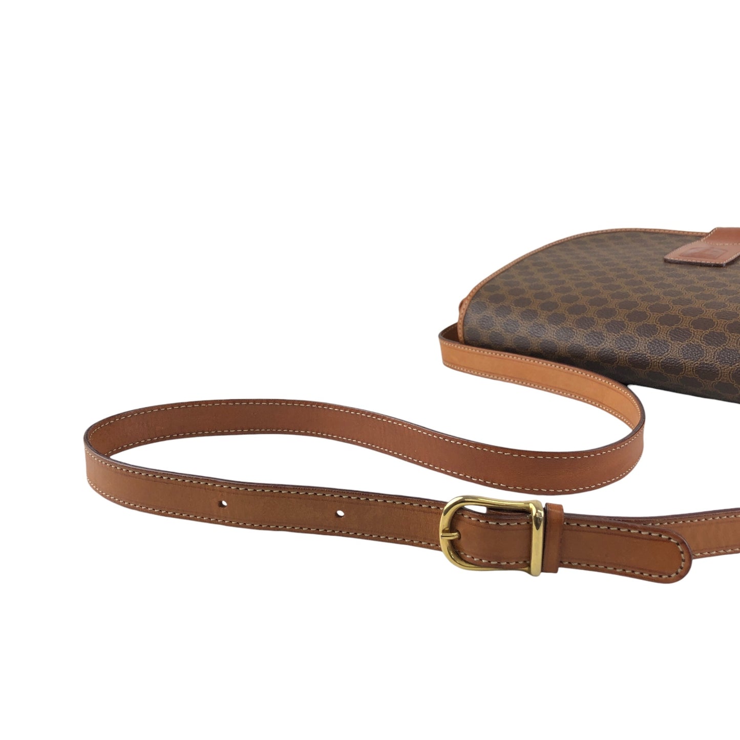 CELINE Macadam Blason Flap Shoulder bag Brown Vintage 2gysan