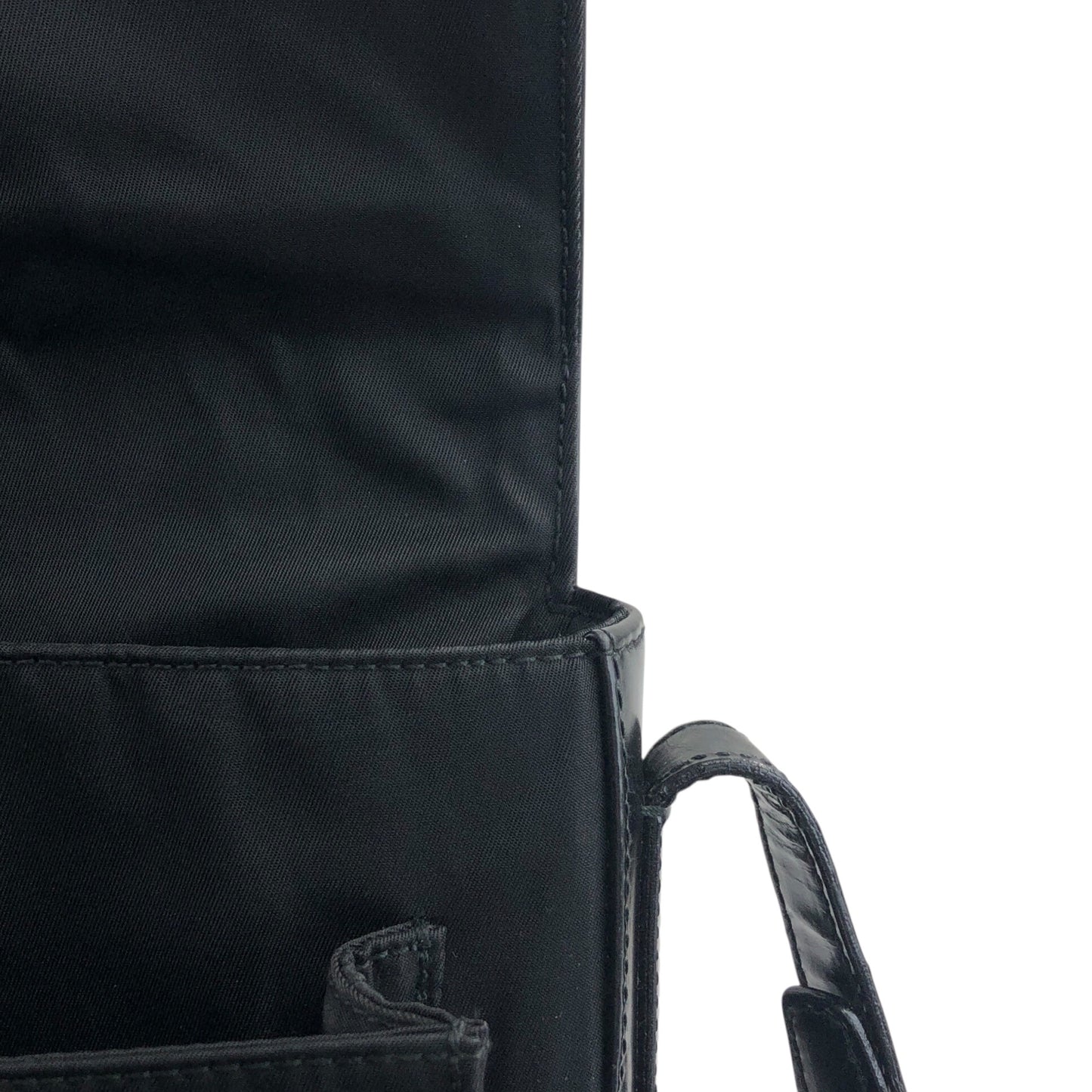 PRADA Logo Front Buckle Shoulder bag Black Vintage fyhckn