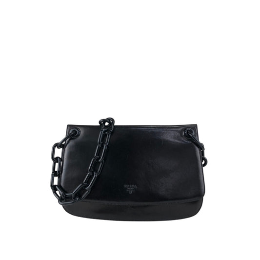 PRADA Logo Chain Shoulder bag Black Vintage vksien