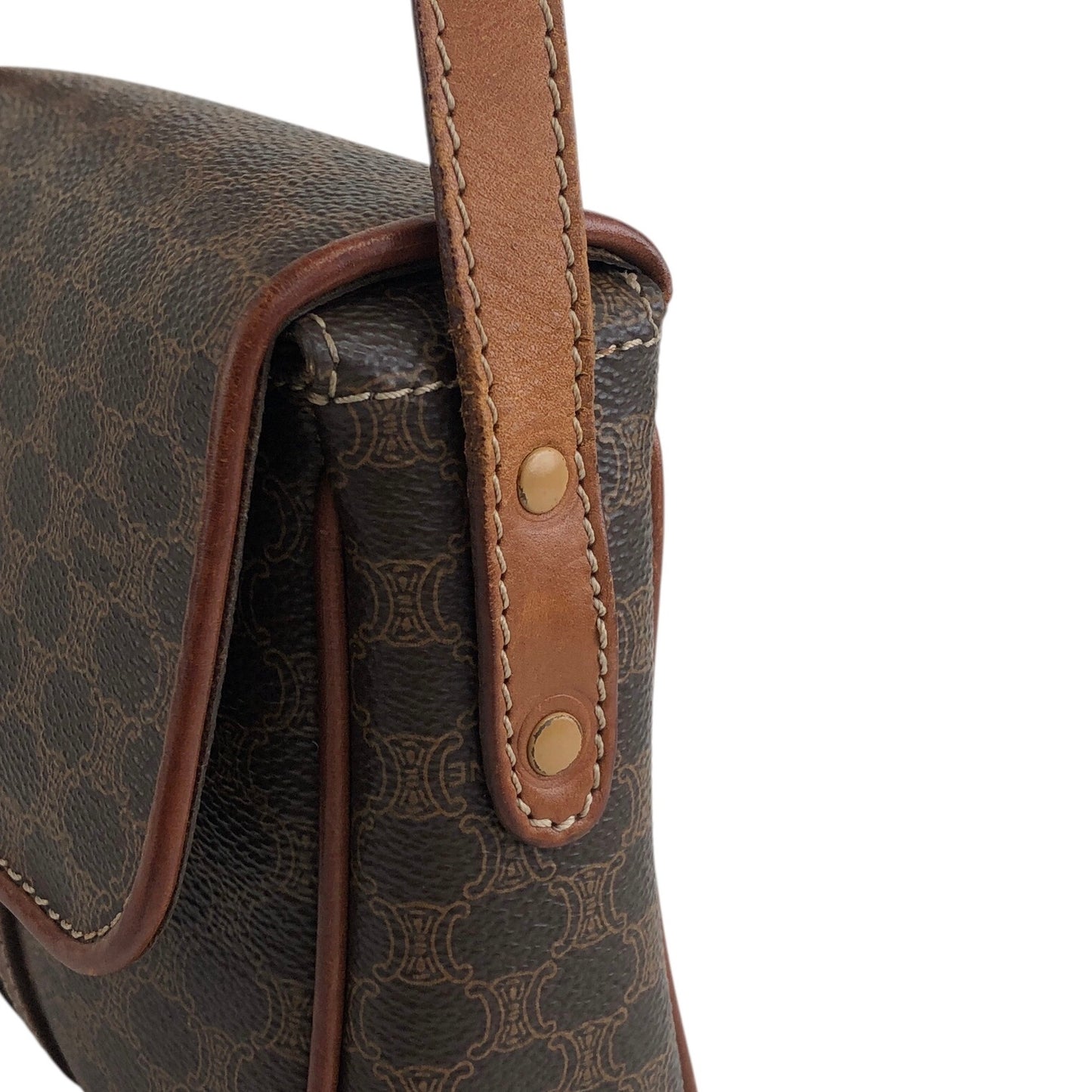 CELINE Macadam Blason Shoulder bag Brown Vintage 2d8taf