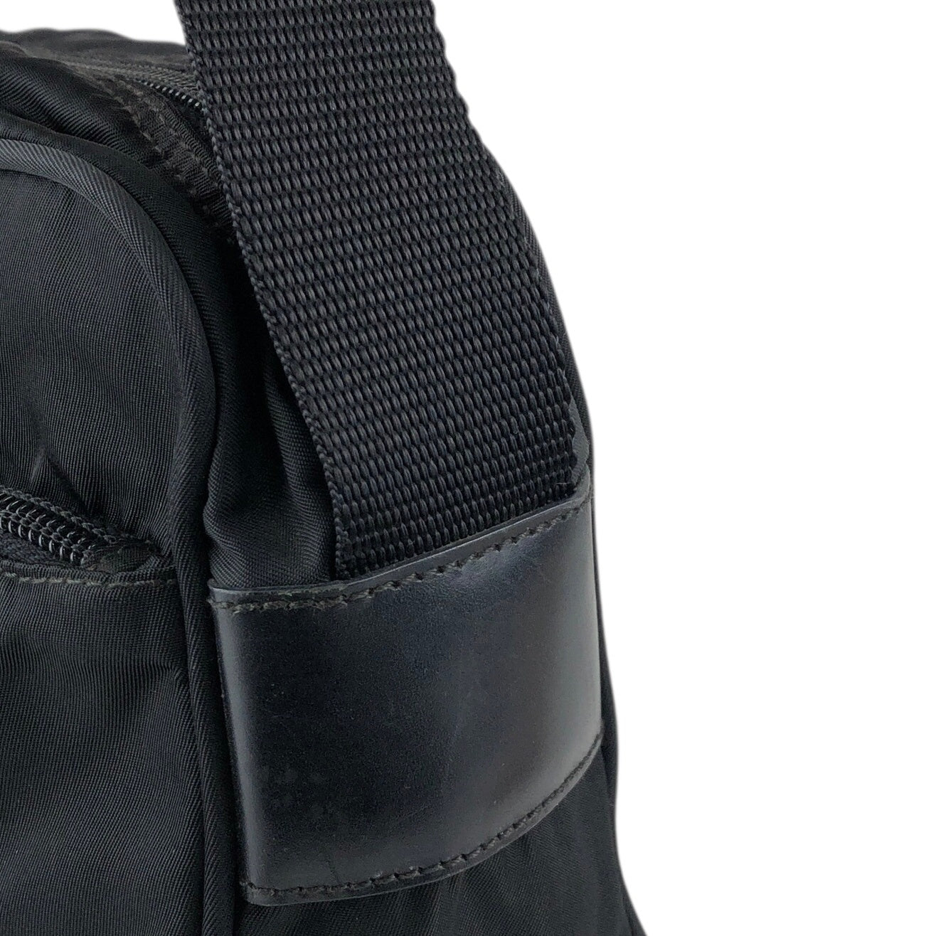 PRADA Tessuto Triangle Logo Shoulder bag Black Vintage bsftsu