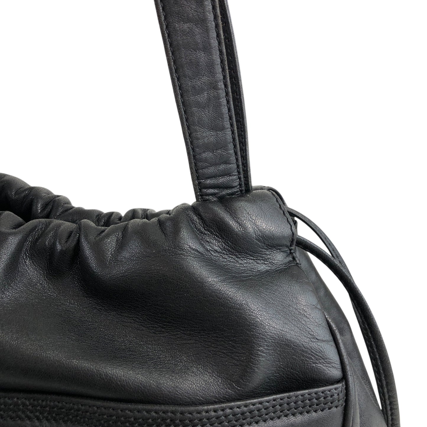 LOEWE Anagram Drawstring Handbag Black Vintage nggky5
