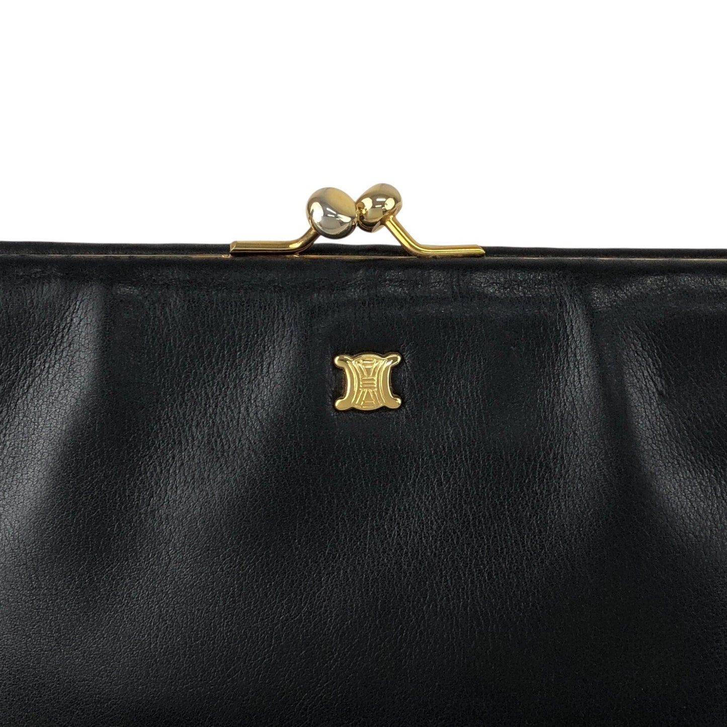 CELINE Blason Metal Clasp Chain Shoulder bag Black Vintage 5isej6