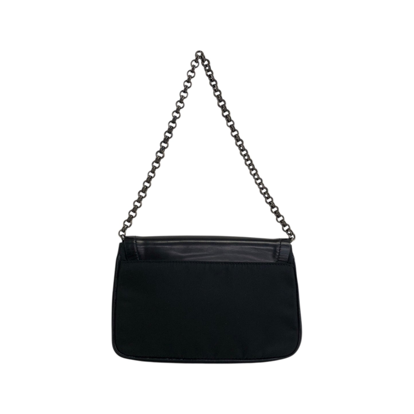 PRADA Logo Rhinestone Chain Handbags Black Vintage y8bzmh