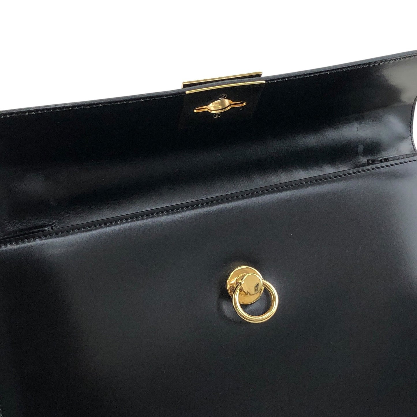 CELINE Gancini Two-way Top Handle Handbag Shoulder bag Black Vintage cjehs7
