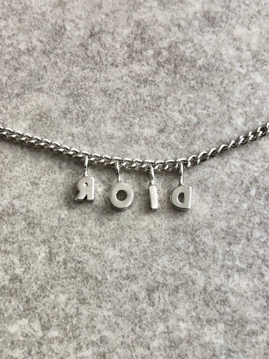 Christian Dior Logo Motif Bracelet Silver Vintage smr3v4