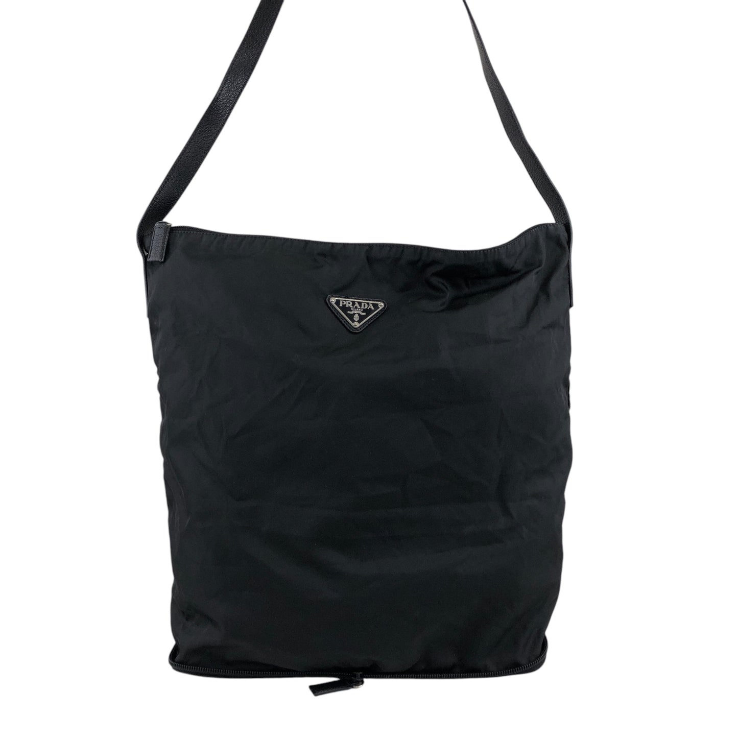 PRADA Triangle Logo Shoulder bag Black Vintage s733w2