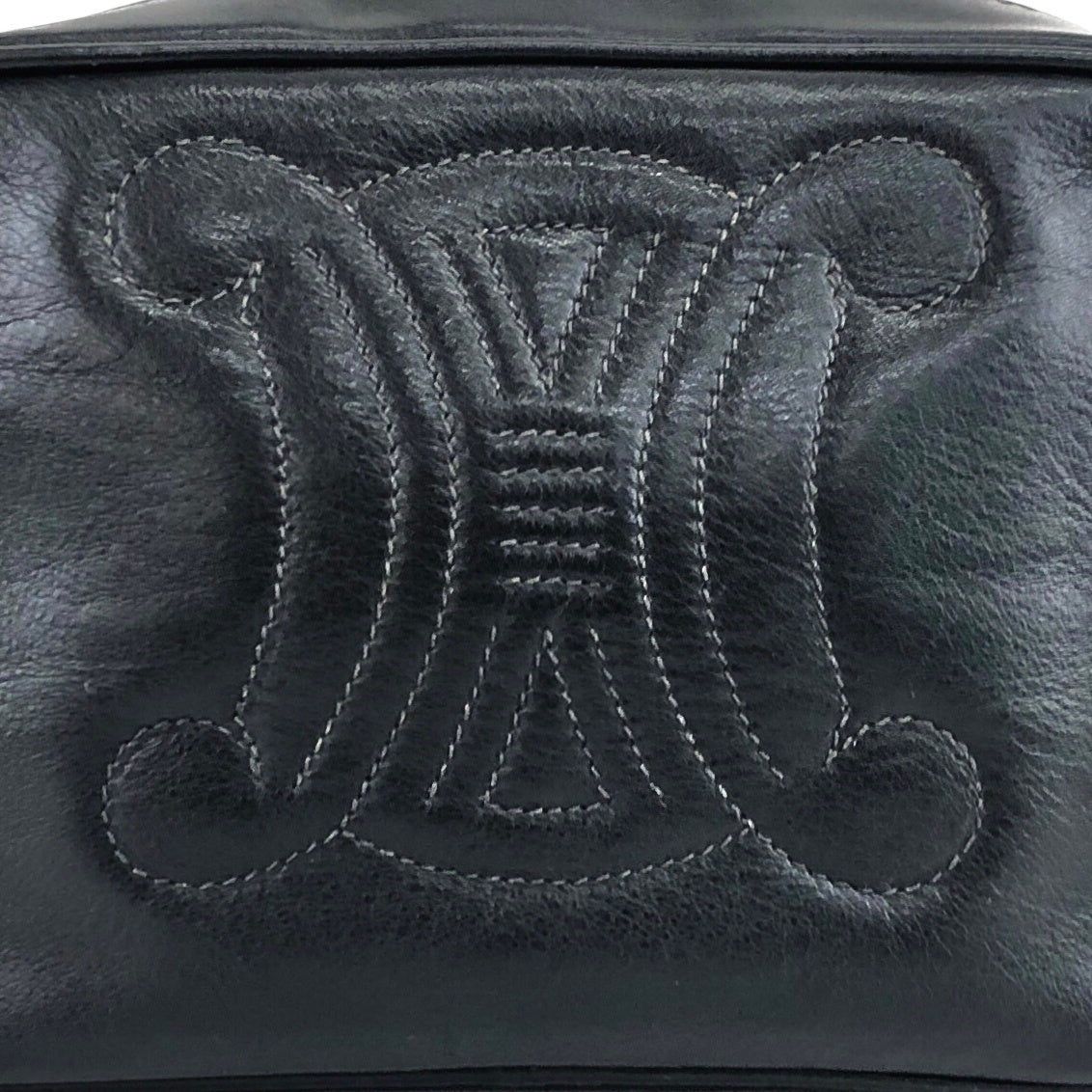 CELINE Triomphe Chain Shoulder bag Black Vintage n8k45k