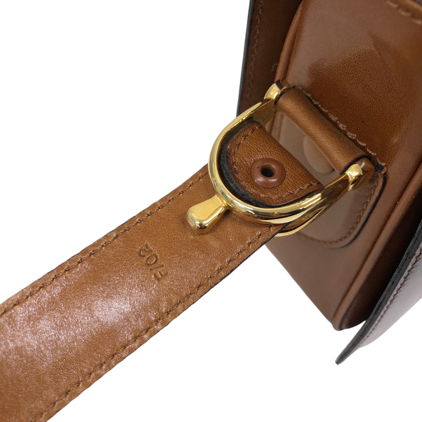 CELINE Emblem Motif Shoulder bag Camel Vintage 4zs7bs