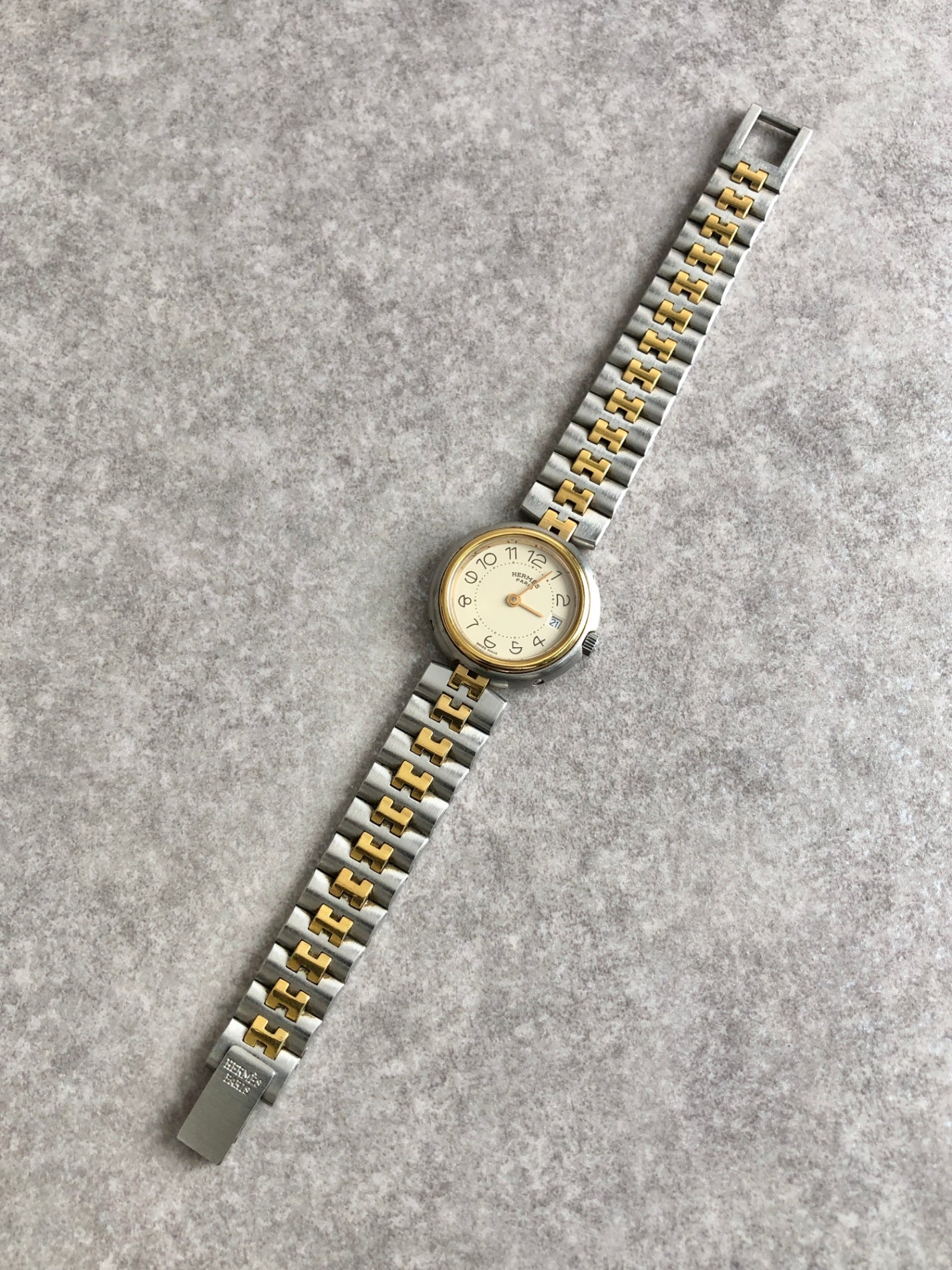 HERMES Quartz Watch Silver×Gold Vintage psz3jv