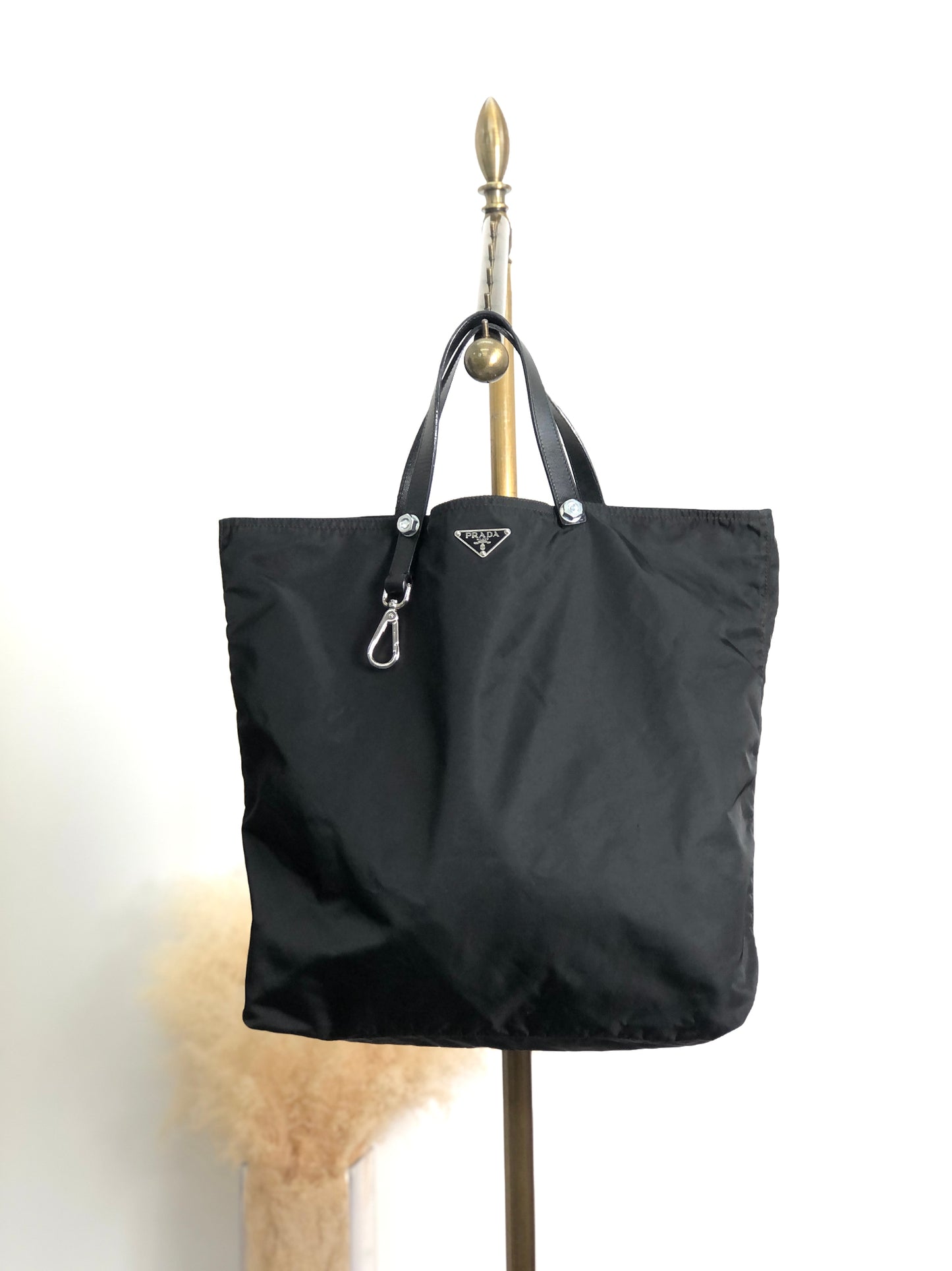 PRADA Tessuto Triangle Logo Totebag Black Vintage m8ccmn