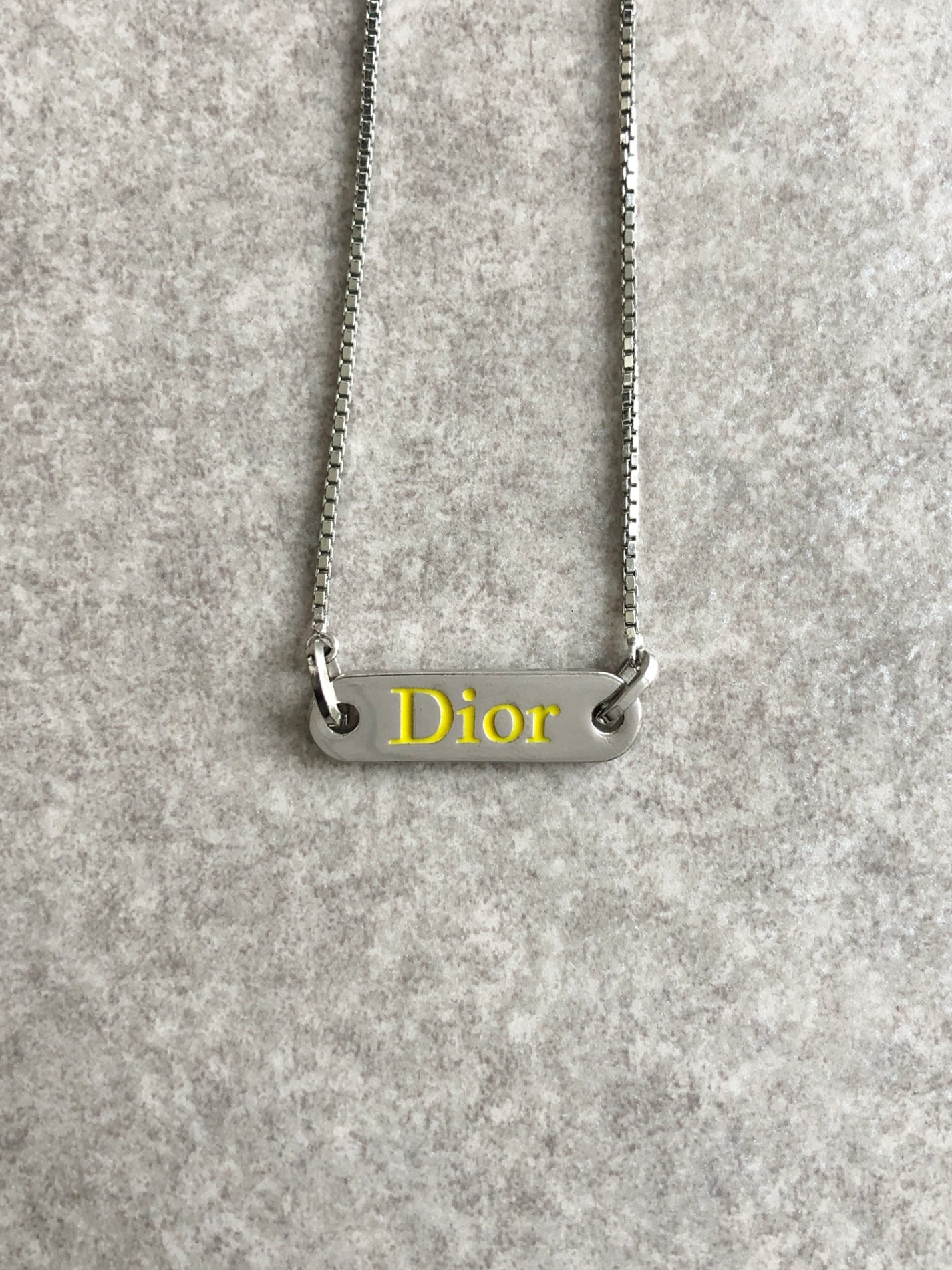 Christian Dior Logo Motif Necklace Silver Vintage x5zjcp