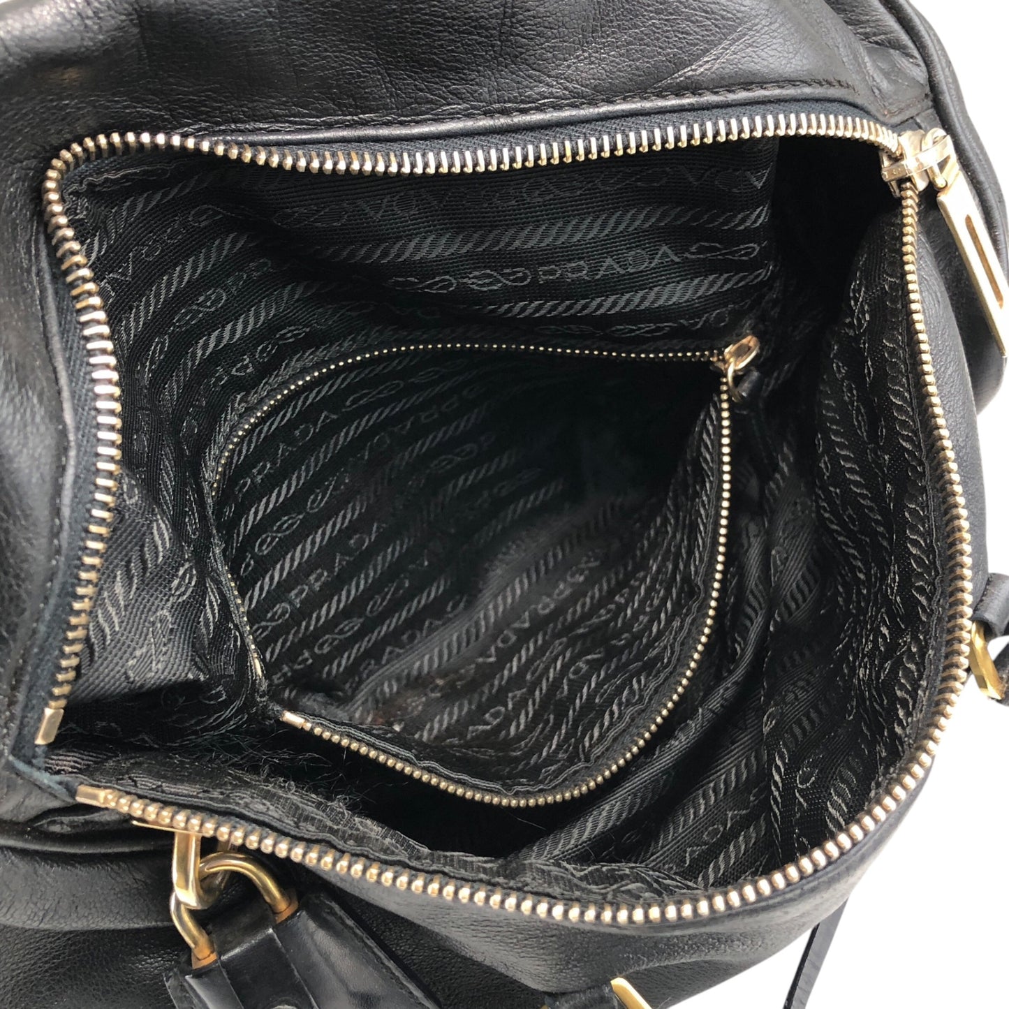 PRADA Padlock Handbag Black Vintage k84sjm