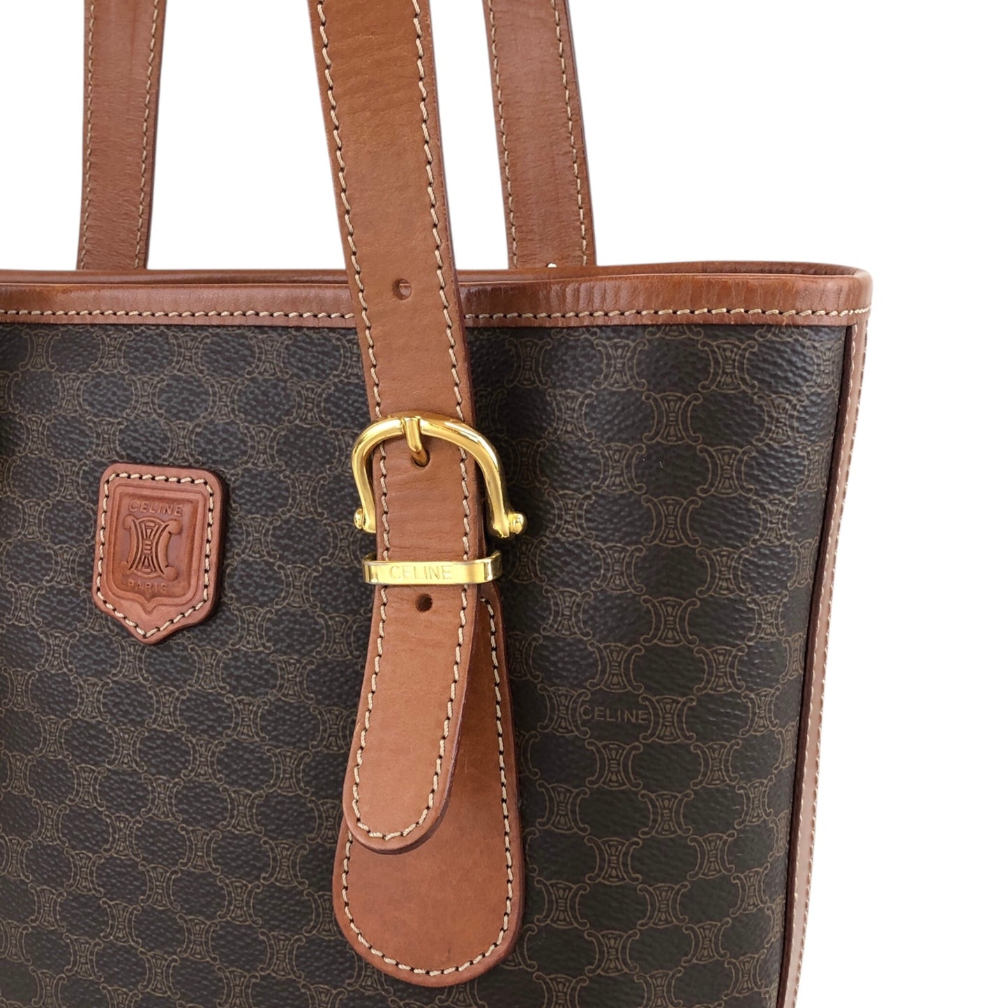 CELINE Macadam Blason Shoulder bag Totebag Brown Vintage zejwrz