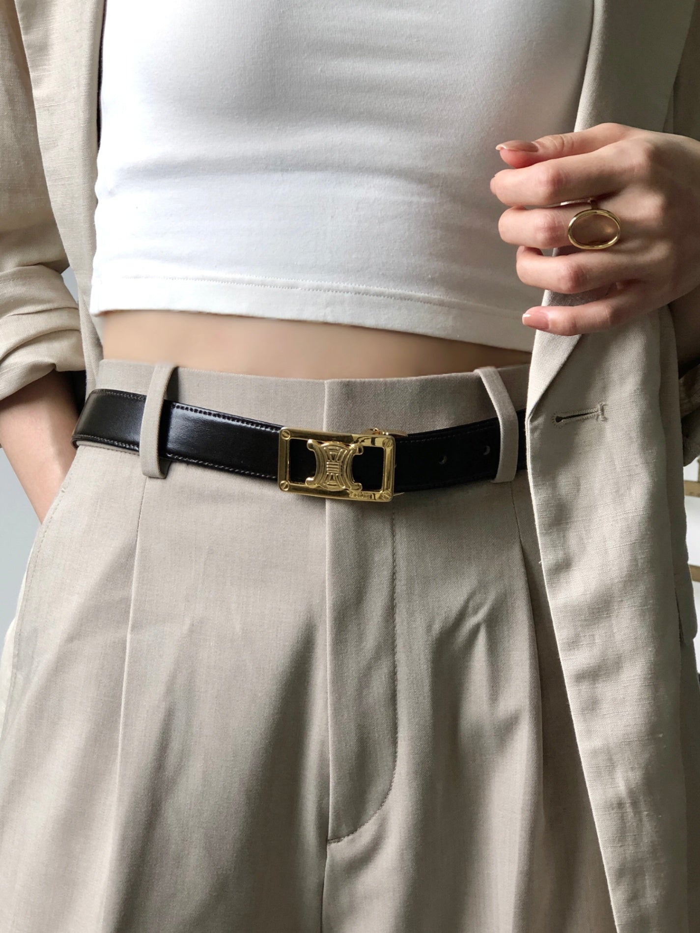 CELINE Blason 腰帶 黑色 復古 vxvkkh