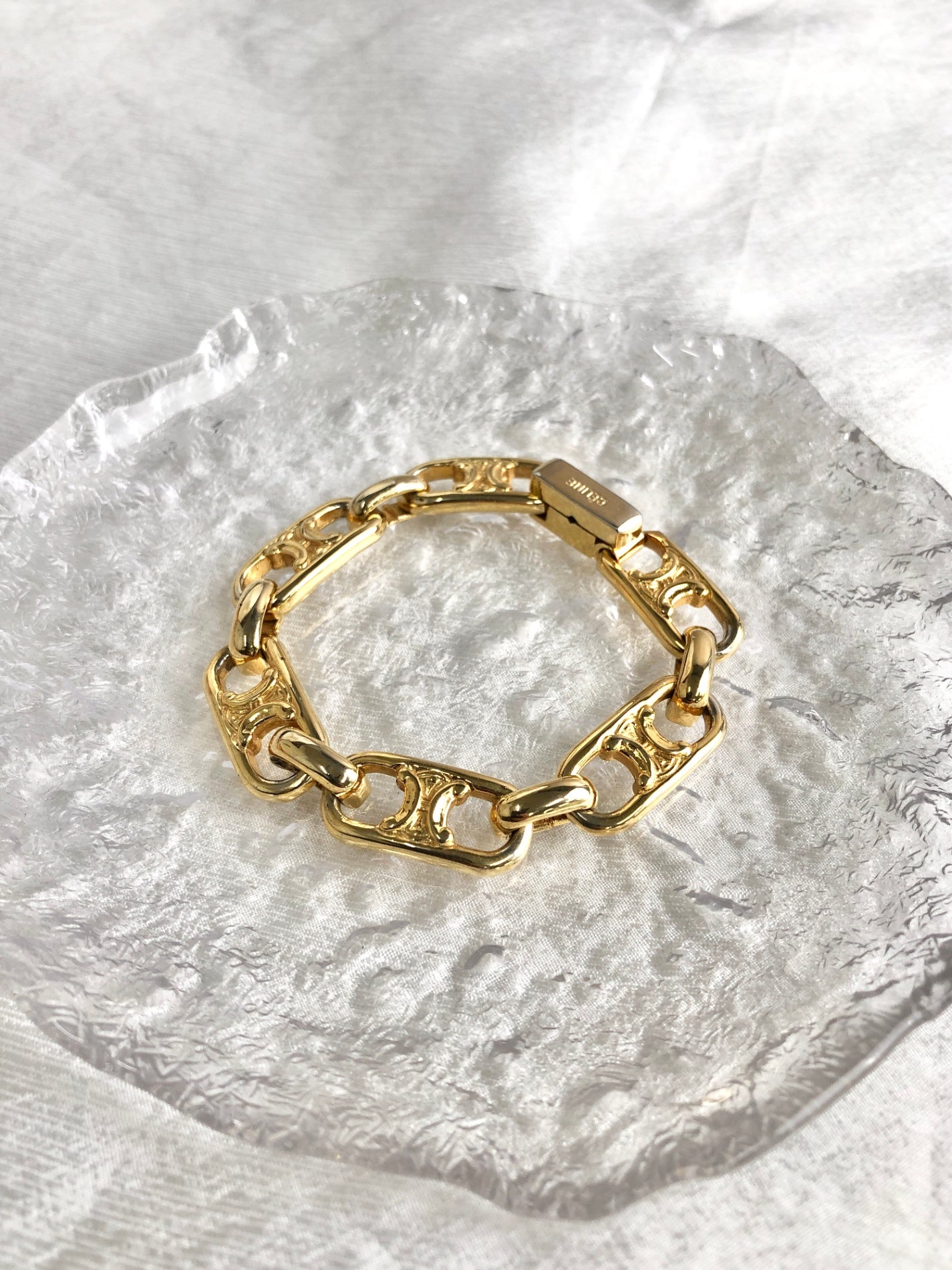 CELINE Blason Bracelet Gold Vintage ukpt55