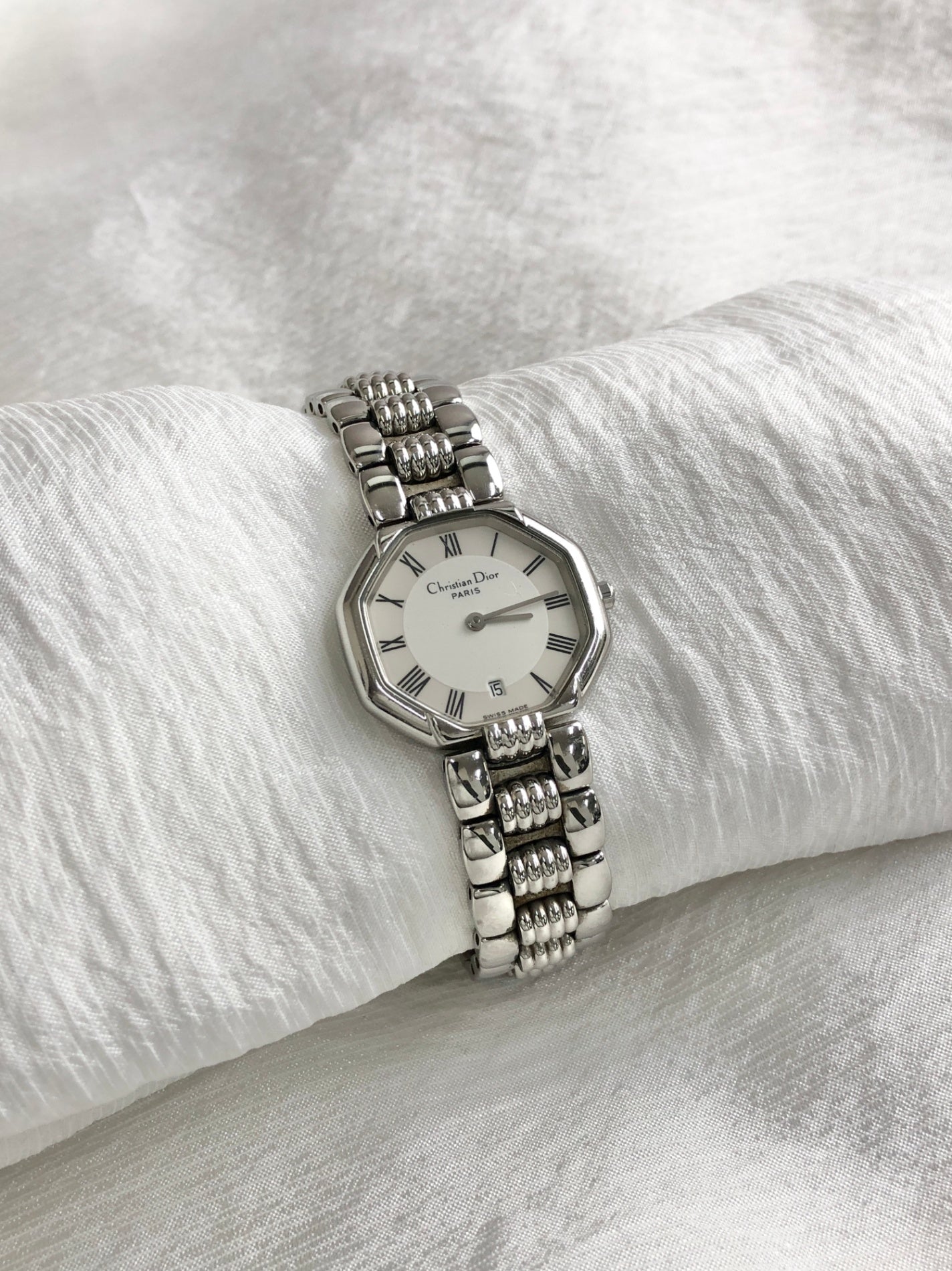 Christian Dior Octagon Watch Silver Vintage ygwbm8