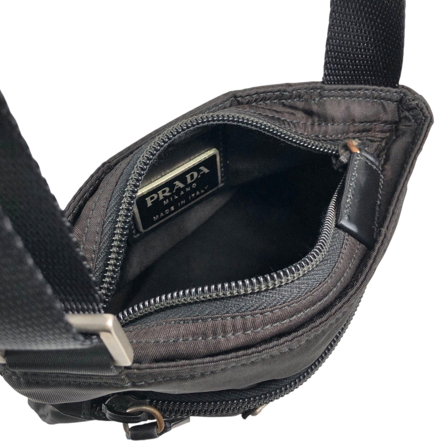 PRADA Tessuto Triangle Logo Shoulder bag Black Vintage upcrup