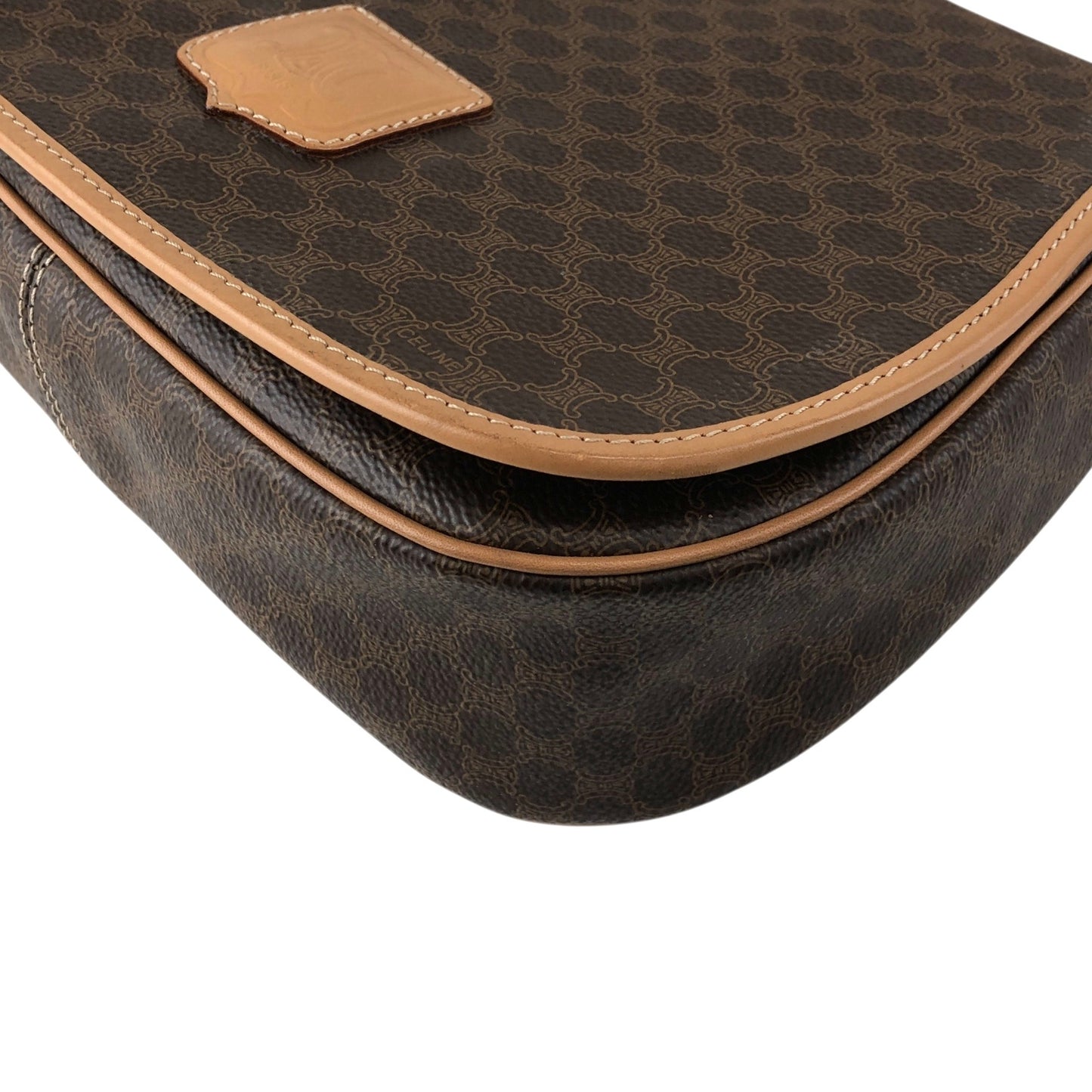 CELINE Macadam Blason Flap Shoulder bag Brown Vintage kbjacj