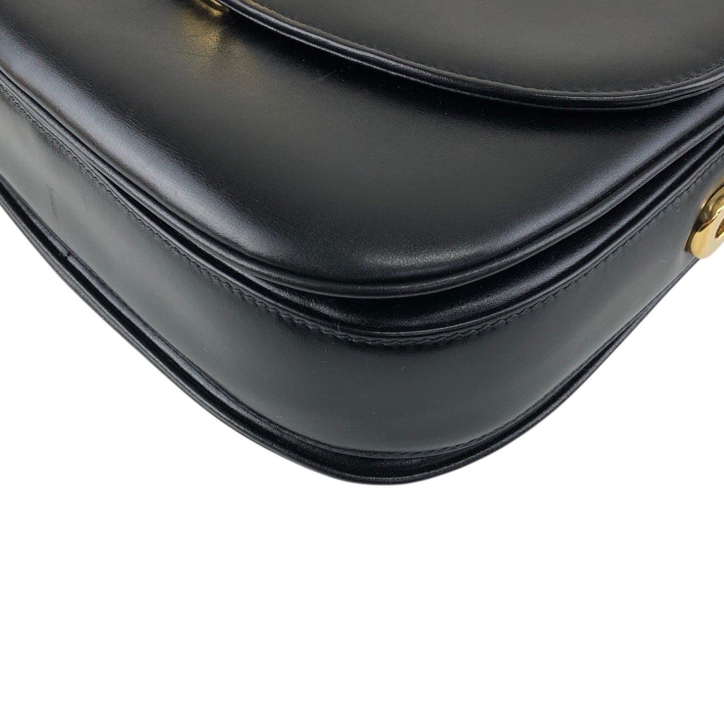 CELINE Blason Front Buckle Shoulder bag Black Vintage ery5dr