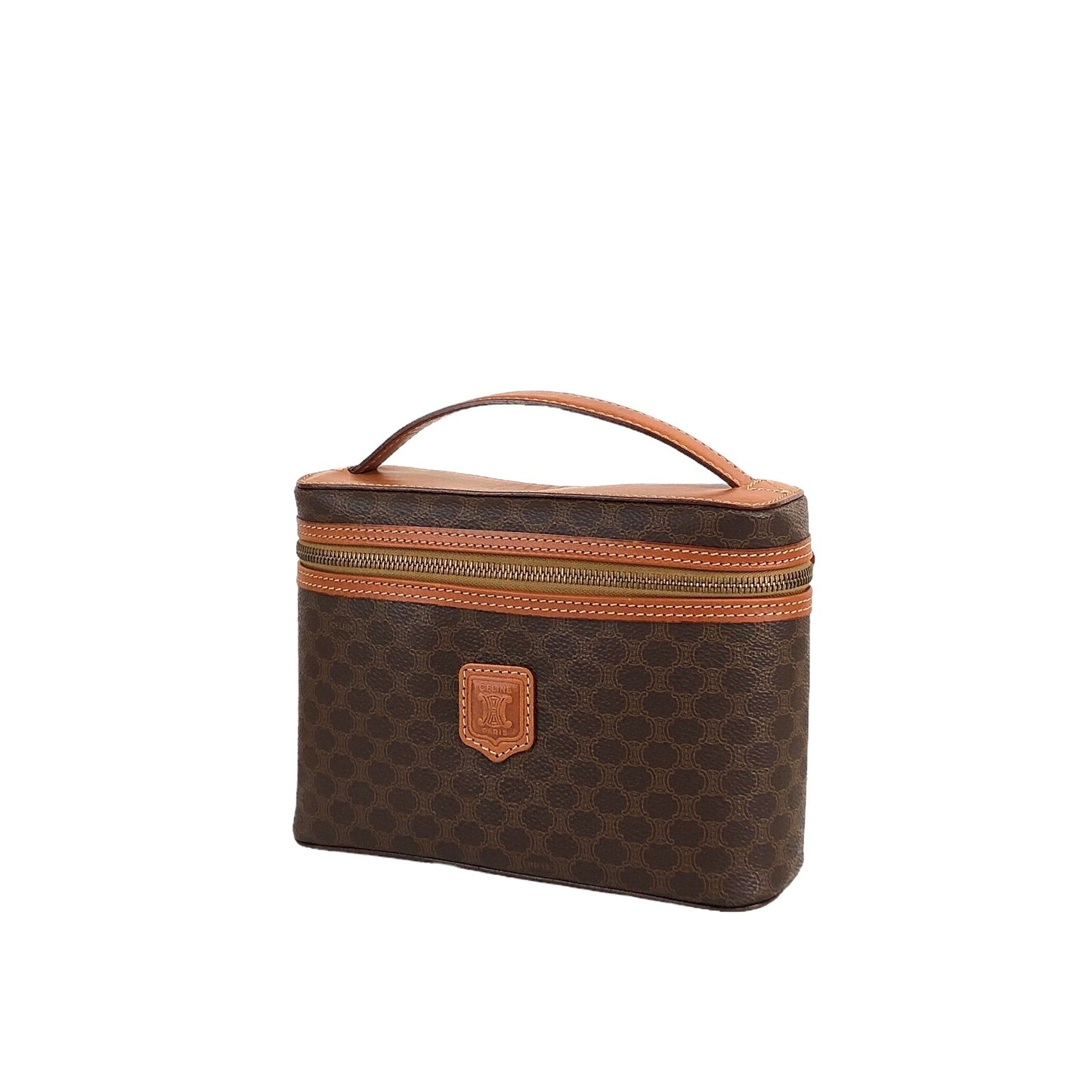 CELINE Macadam Blason Handbag Vanity bag Brown Vintage vekvc3