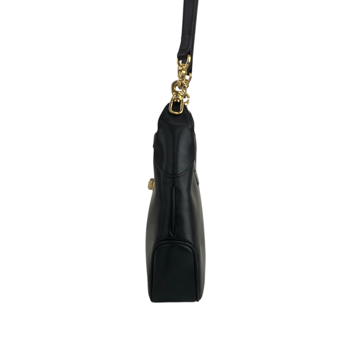 CELINE Blason Turn Lock Shoulder bag Black Vintage rpzpkc