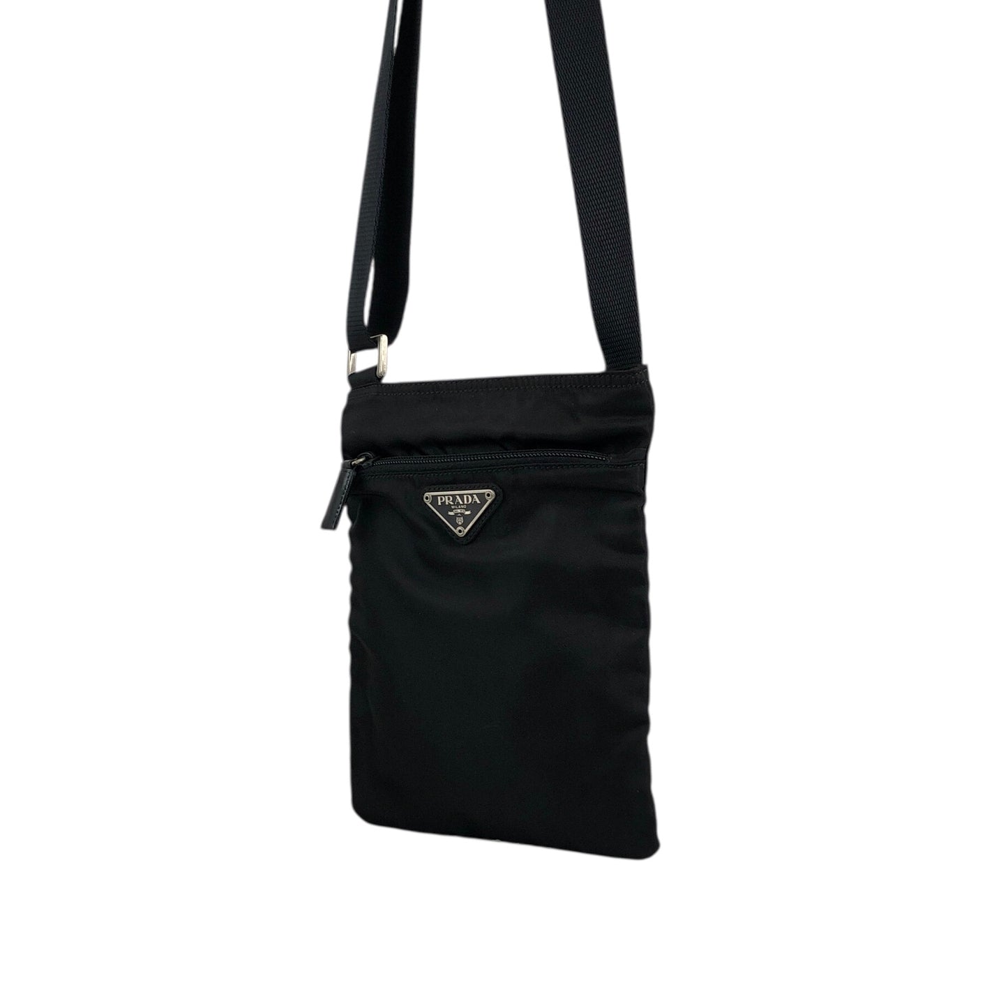 PRADA Tessuto Triangle Logo Shoulder bag Black Vintage upcrup