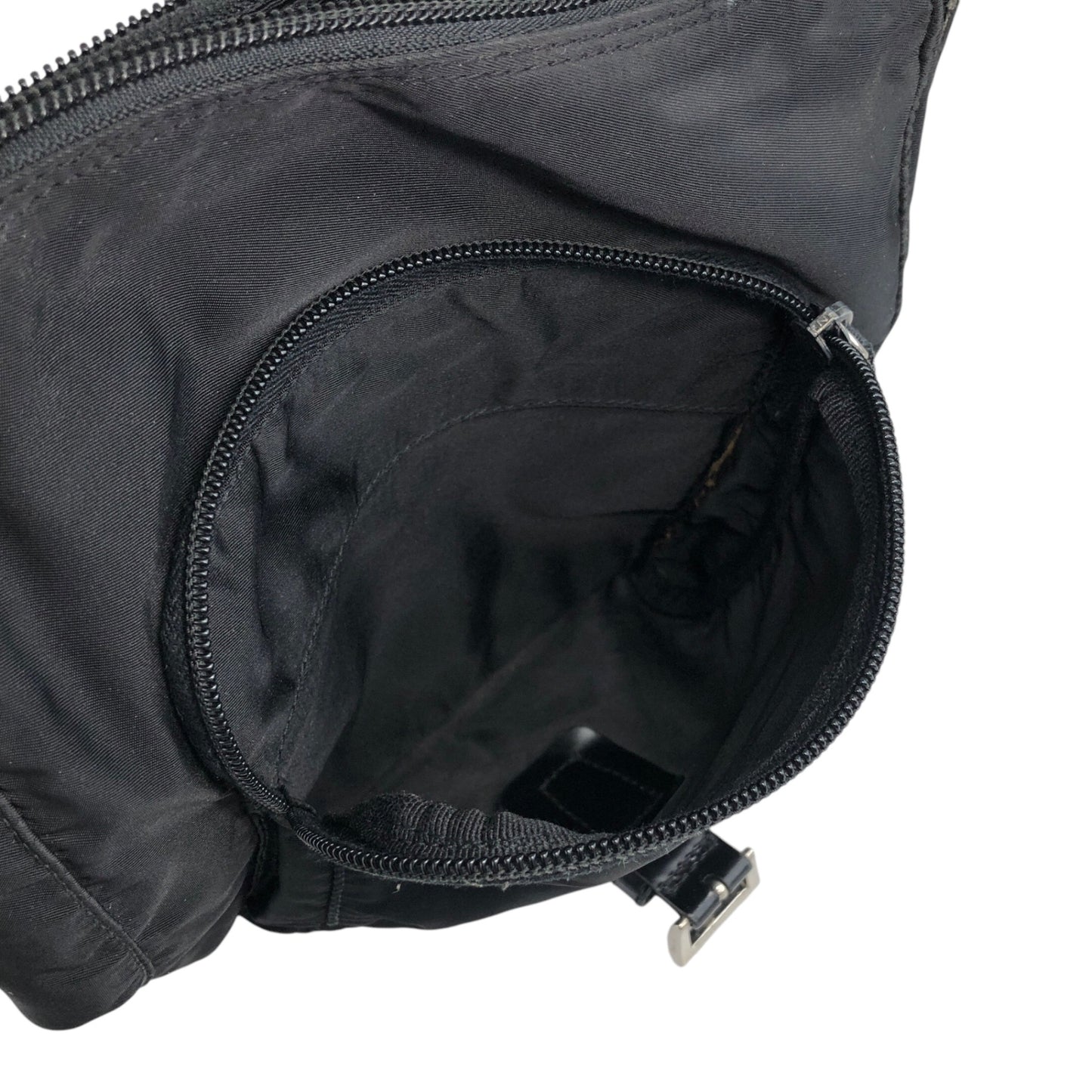 PRADA Triangle Logo Front Buckle Shoulder bag Black Vintage sx8cnr