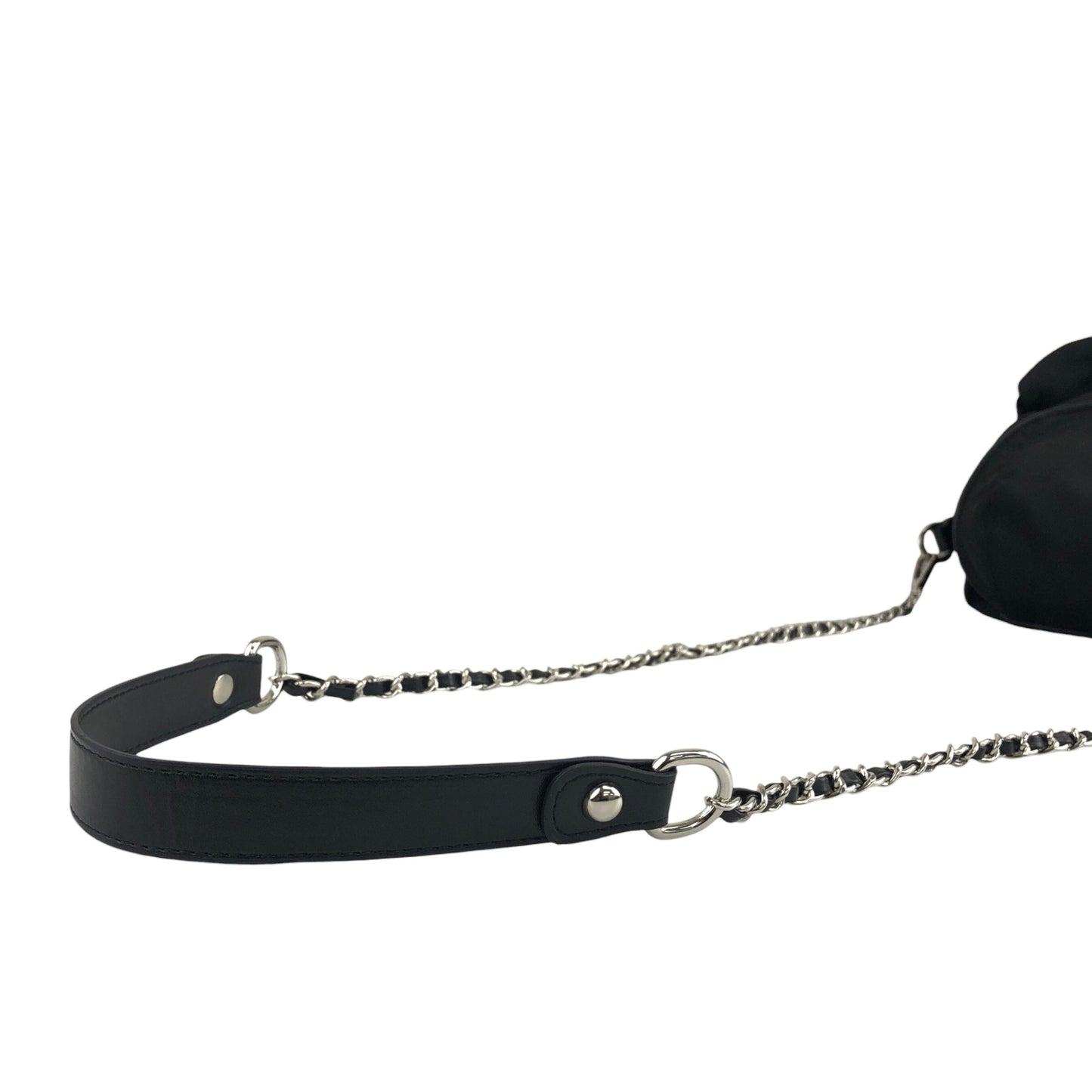 PRADA Triangle Logo Front Buckle Shoulder bag Black Vintage fkfvej