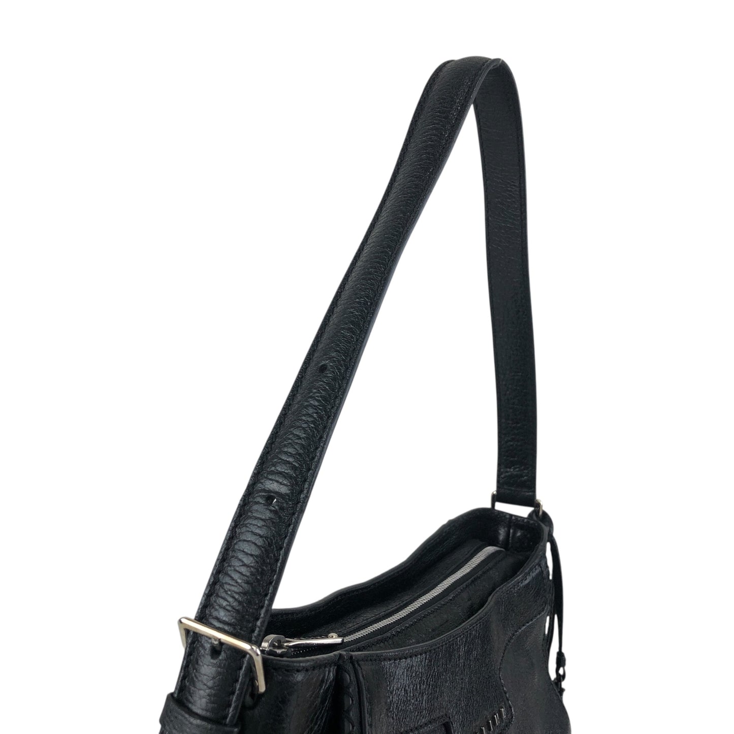CELINE Horse Carriage Logo Handbag Hobobag Black Vintage hieixd