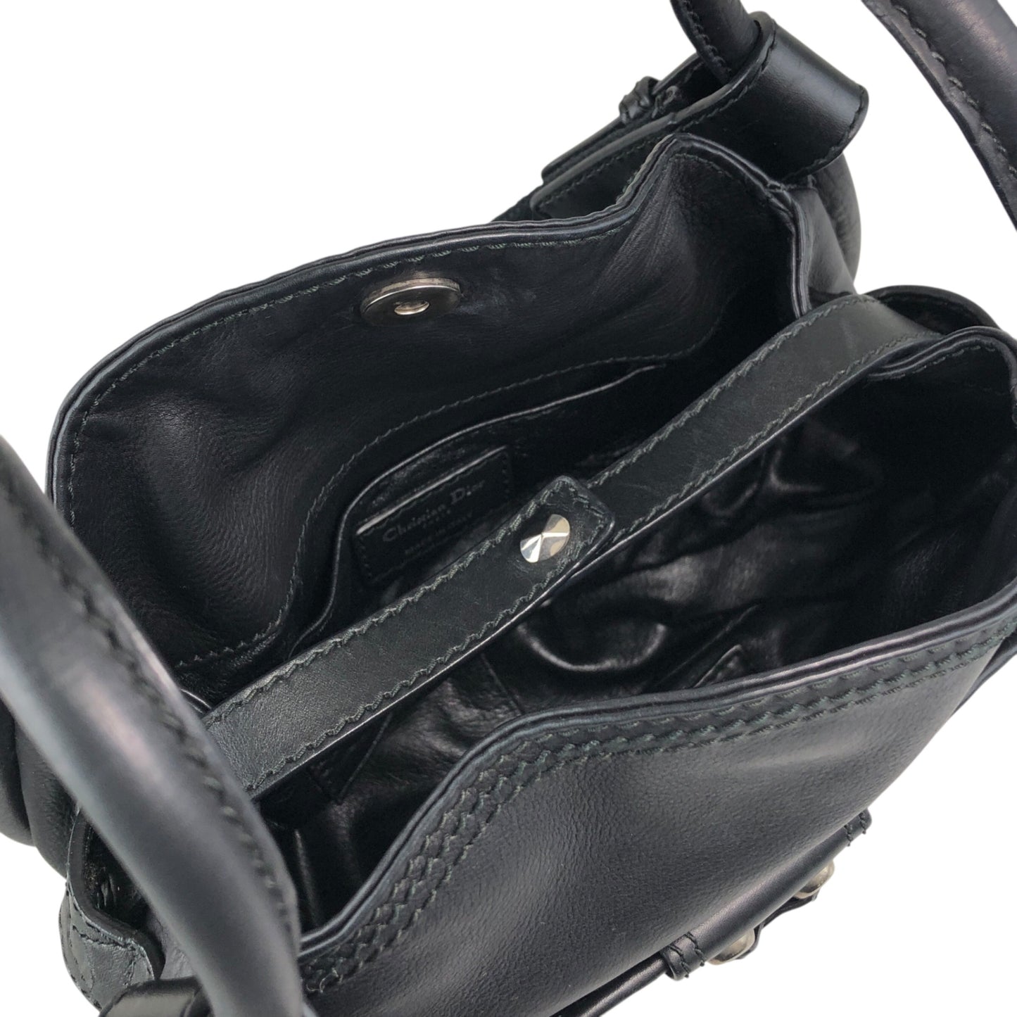 Christian Dior Cannage Round Shoulder bag Black Vintage kb2urx