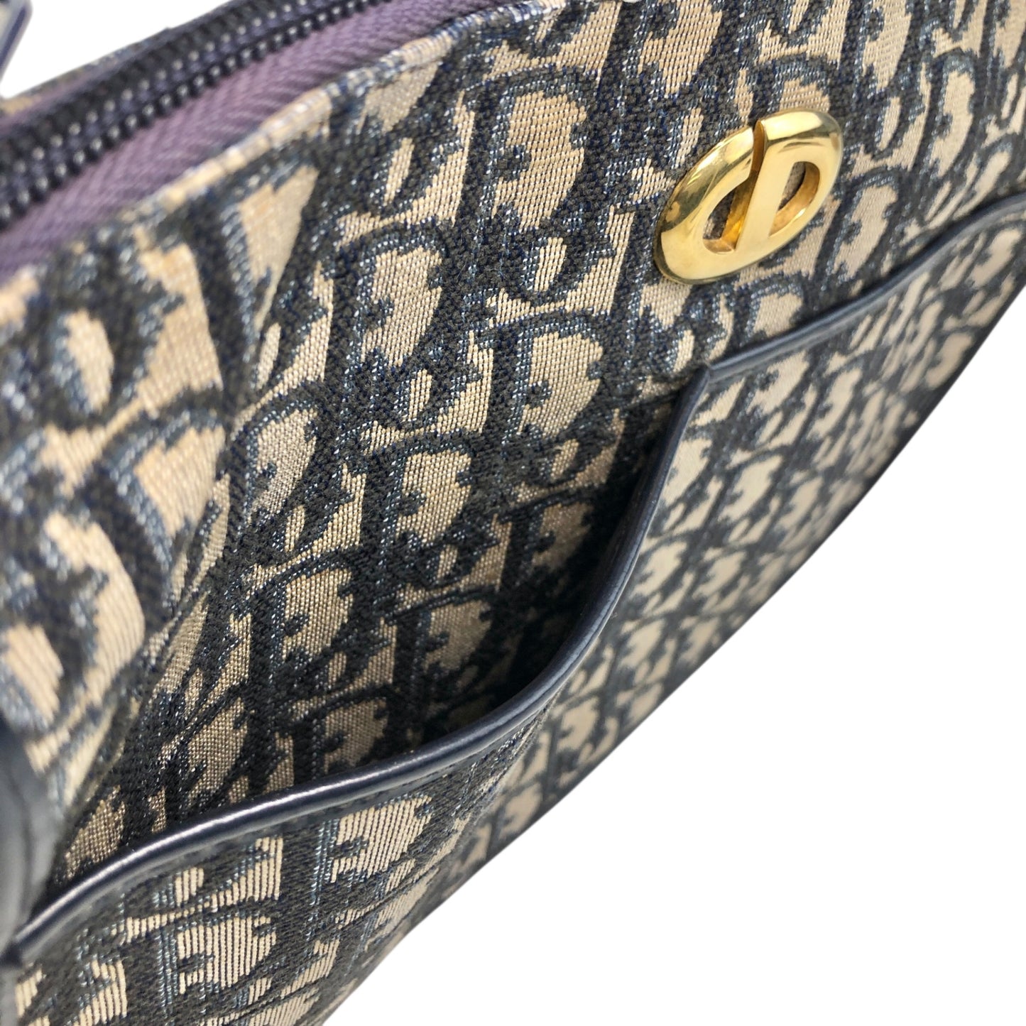 Christian Dior Trotter CD Logo Round Shoulder bag Navy Vintage pca7bv