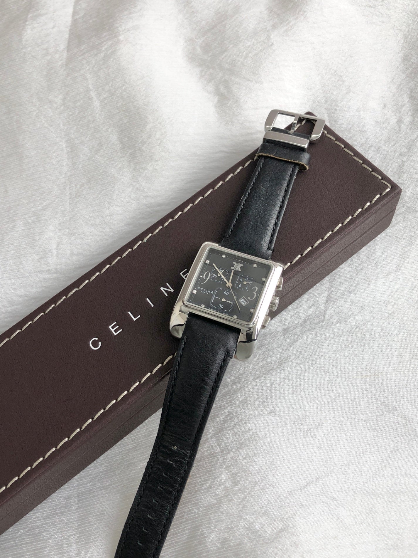 CELINE Blason Quartz Watch Black Vintage yvw3tu