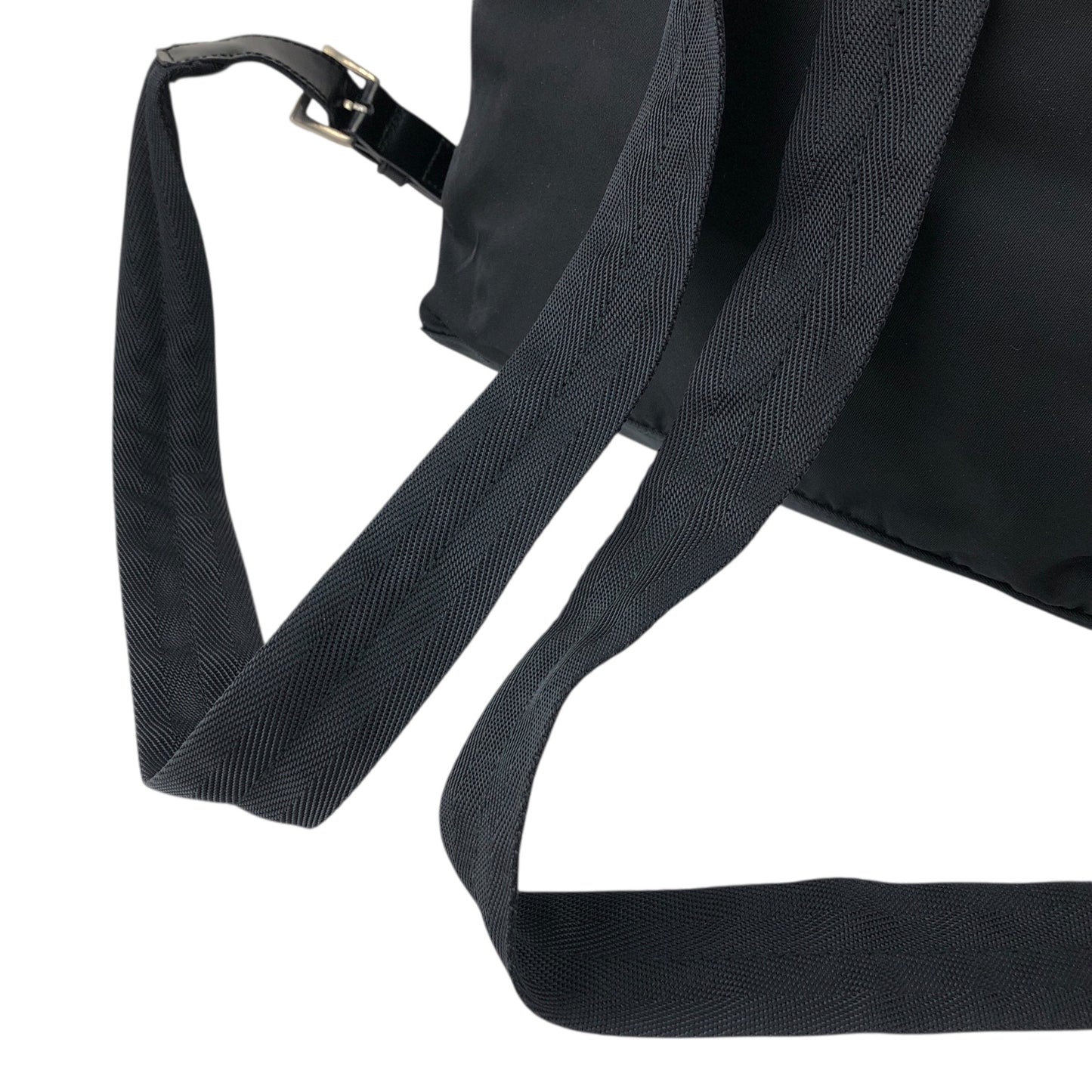 PRADA Tessuto Triangle Logo Double Pocket Backpack Black Vintage 3pvjac