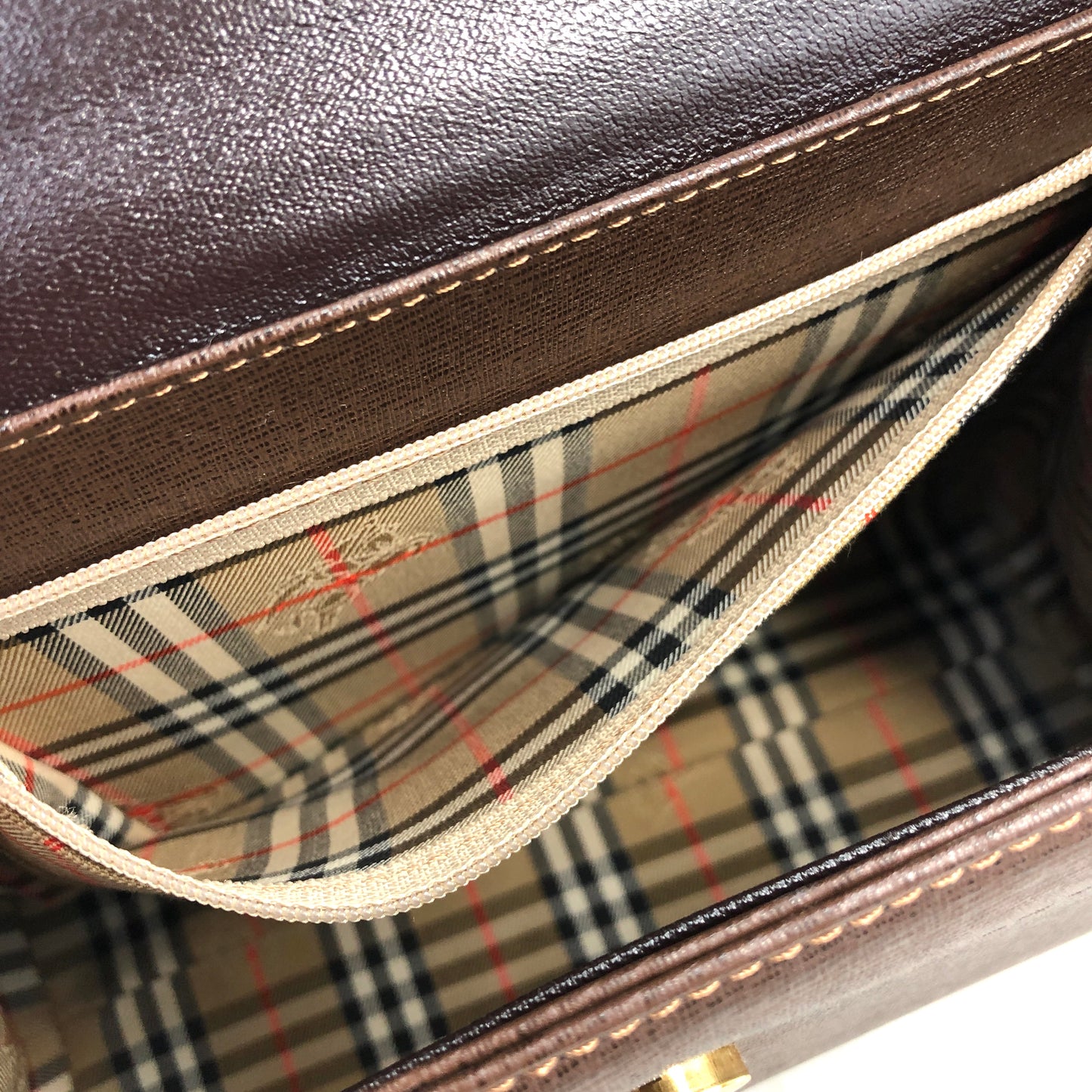 Burberry 標誌圖案皮革兩用手提包單肩包棕色復古 rbsmr2