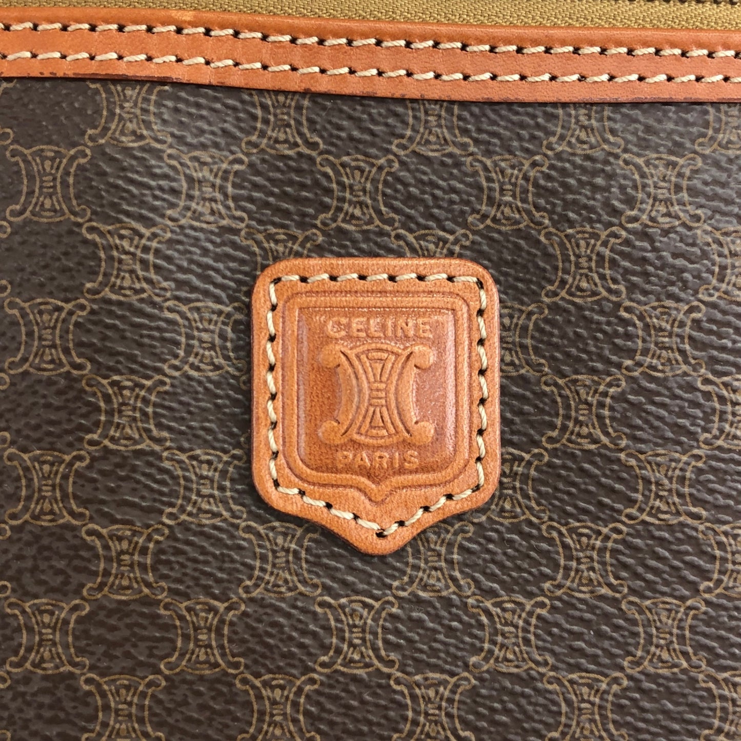 CELINE Macadam Blason Handbag Vanity bag Brown Vintage vekvc3