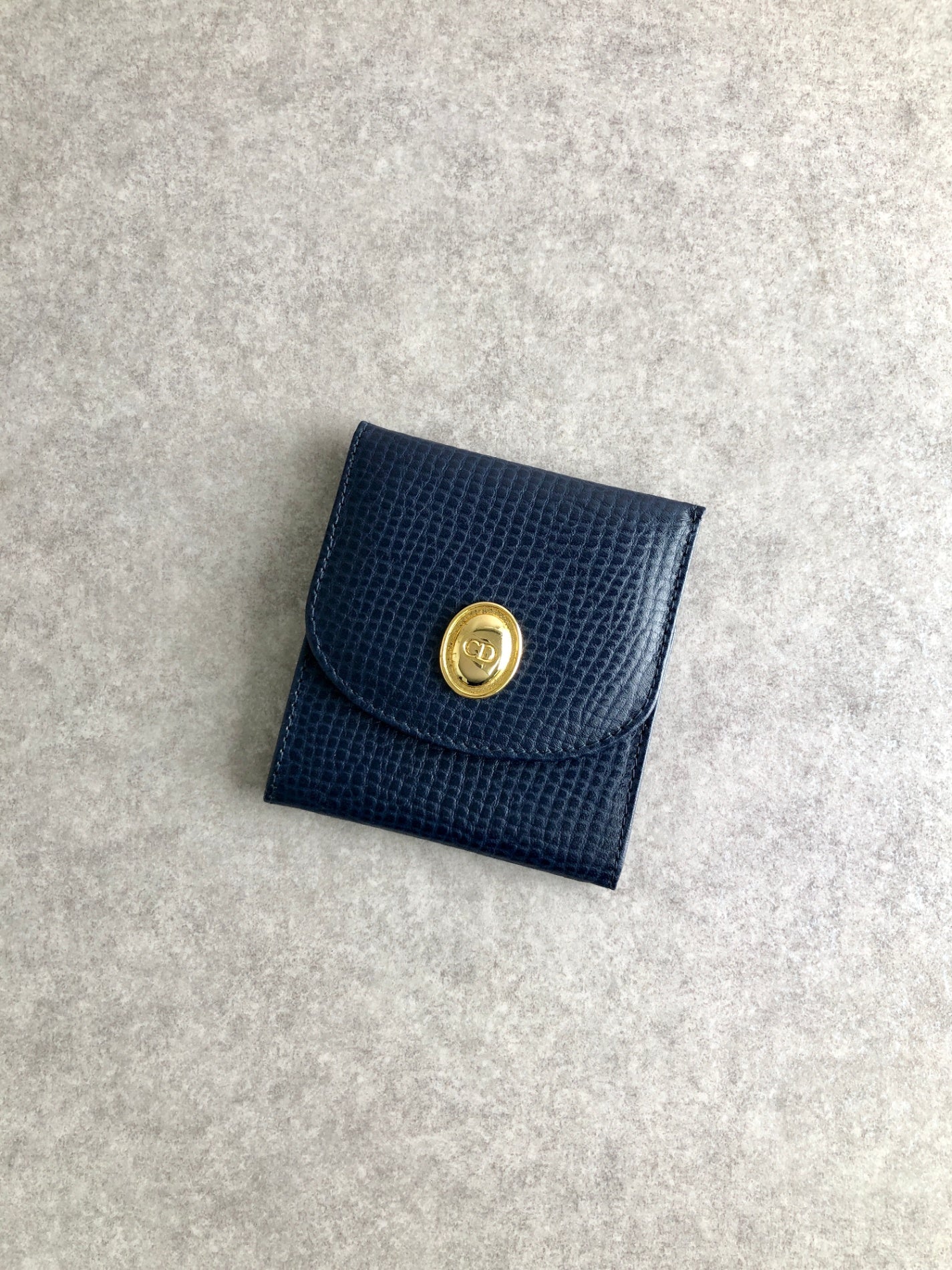 Christian Dior CD 標誌零錢包 海軍藍 復古 cai3si