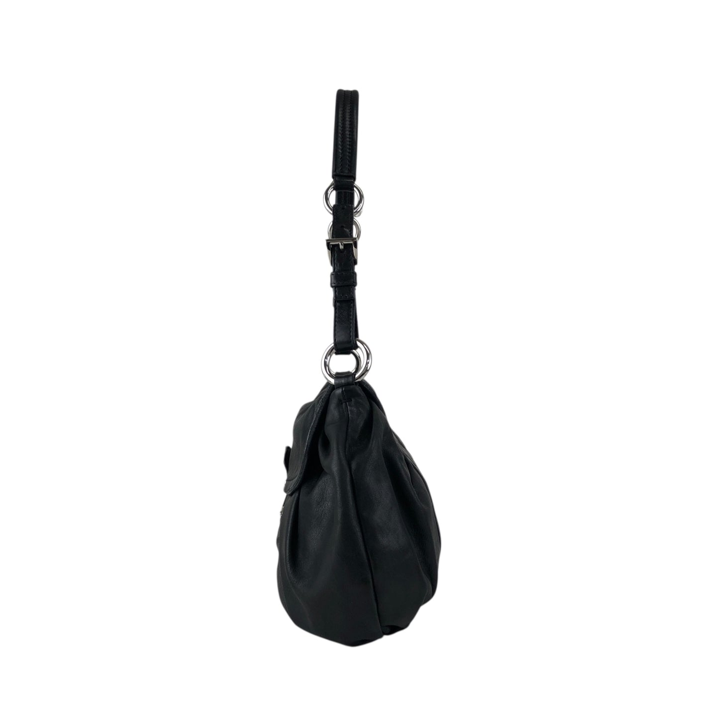 PRADA Logo Front Buckle Shoulder bag Black Vintage 4b8iuy