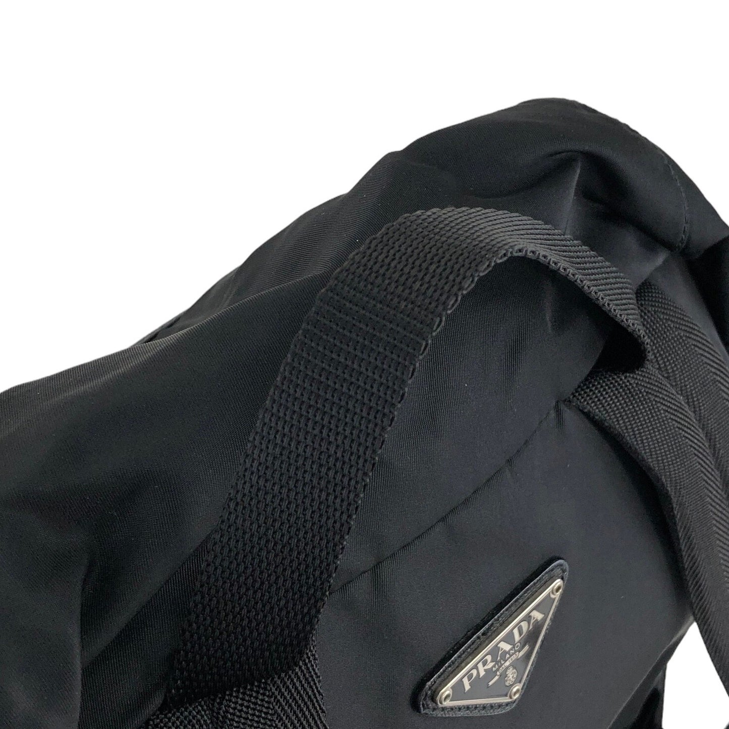 PRADA Triangle Logo Double Pocket Backpack Black Vintage avewmk