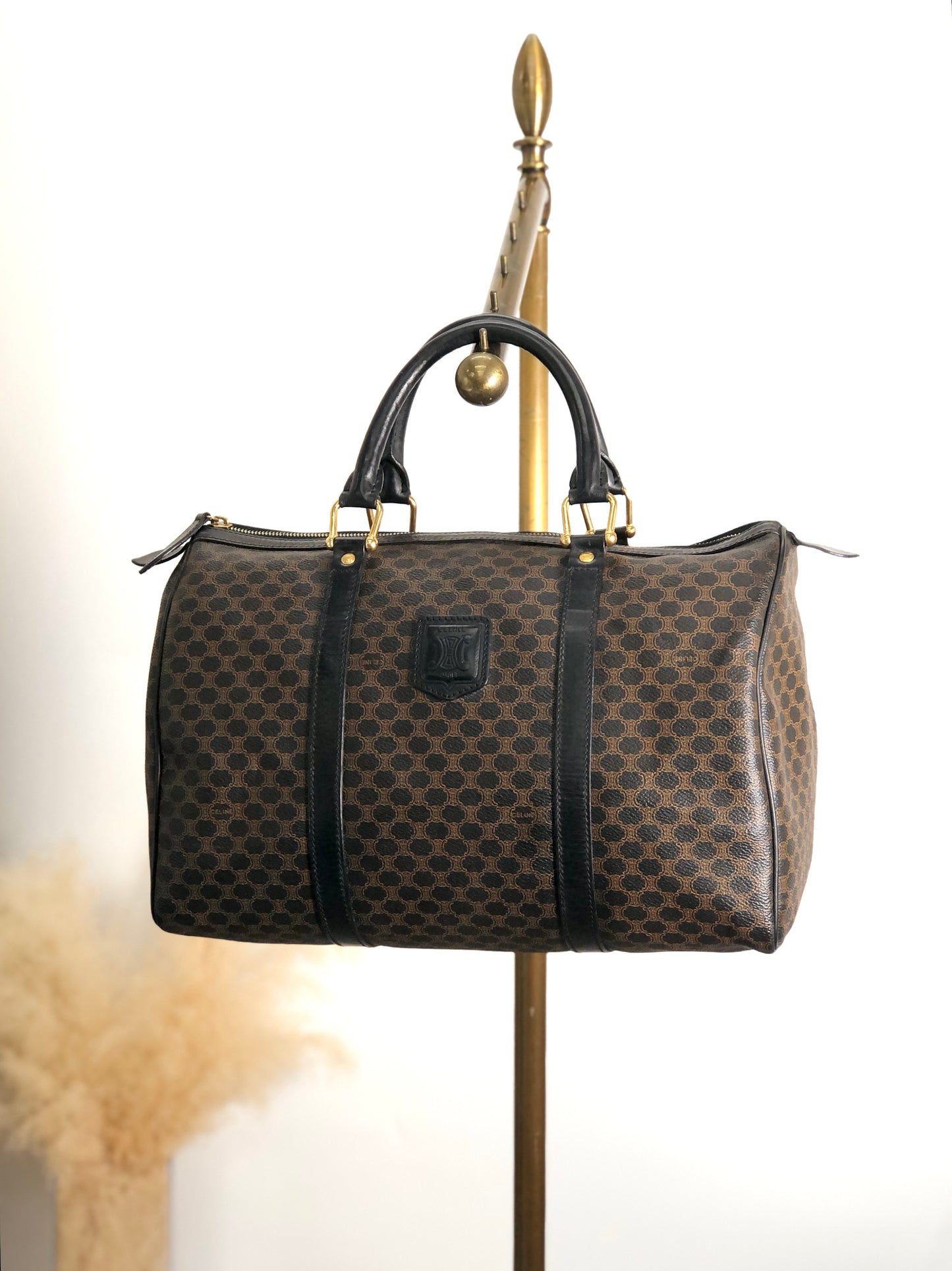 CELINE Macadam Blason Handbag Boston bag Black Vintage ibfr5i