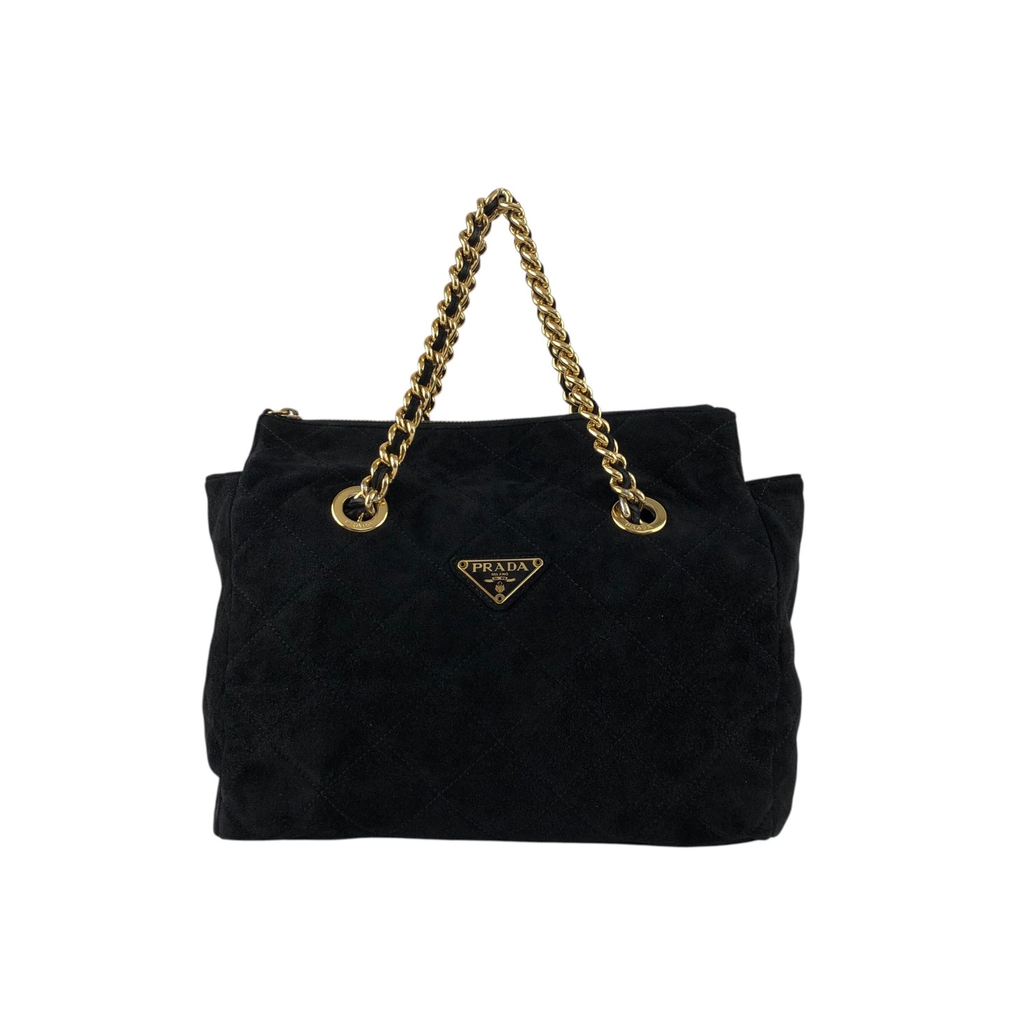 PRADA Triangle Logo Chain Shoulder bag Black Vintage t7p4ej
