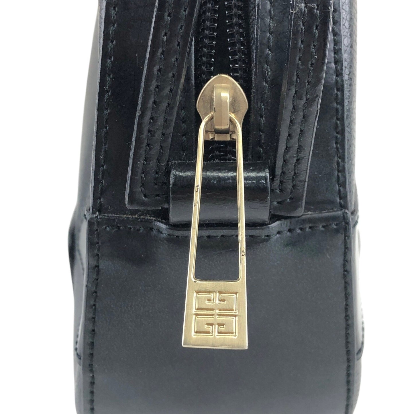GIVENCHY Logo Embossed Handbag Black Vintage 535hez