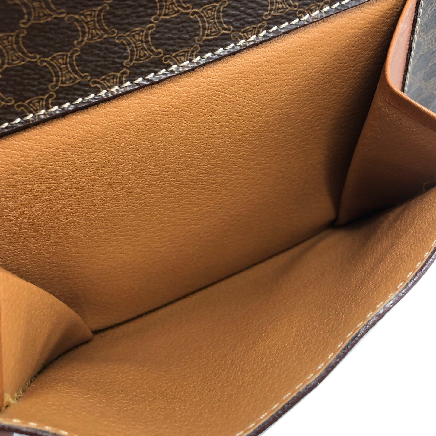CELINE Macadam Blason Half Round Handbag Brown Vintage kdbz26