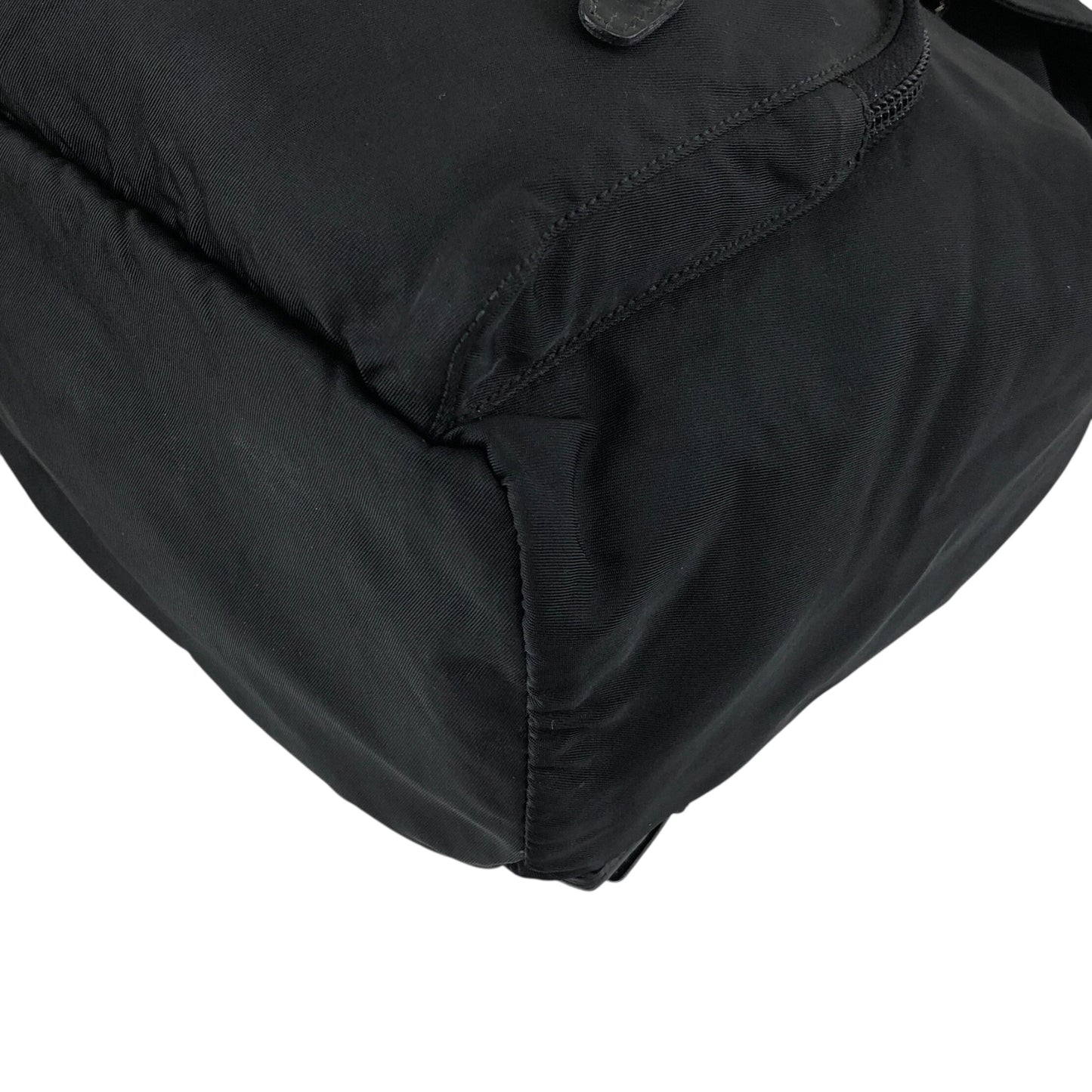 PRADA Tessuto Triangle Logo Front Pocket Backpack Black Vintage nnyiv2