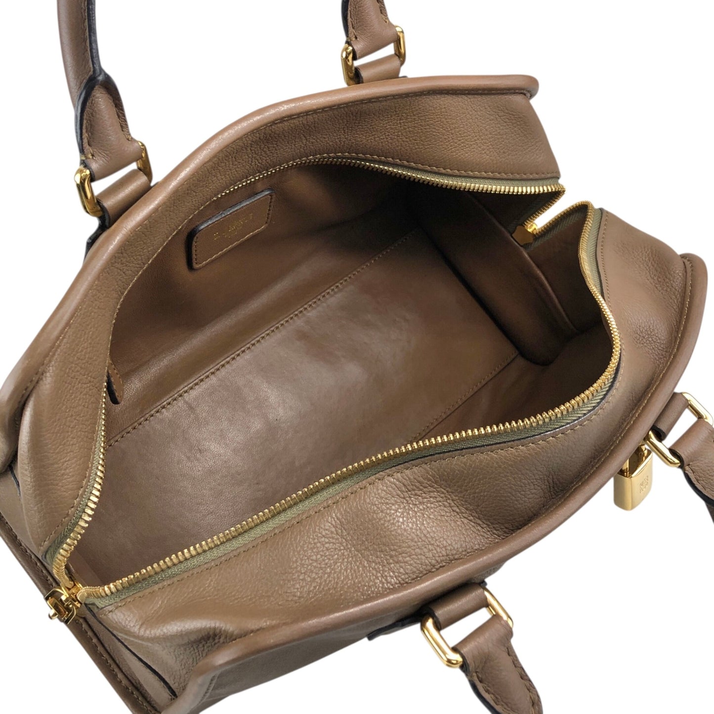 LOEWE Amazona28 Anagram Small Boston bag Handbag Beige Vintage euhpr8